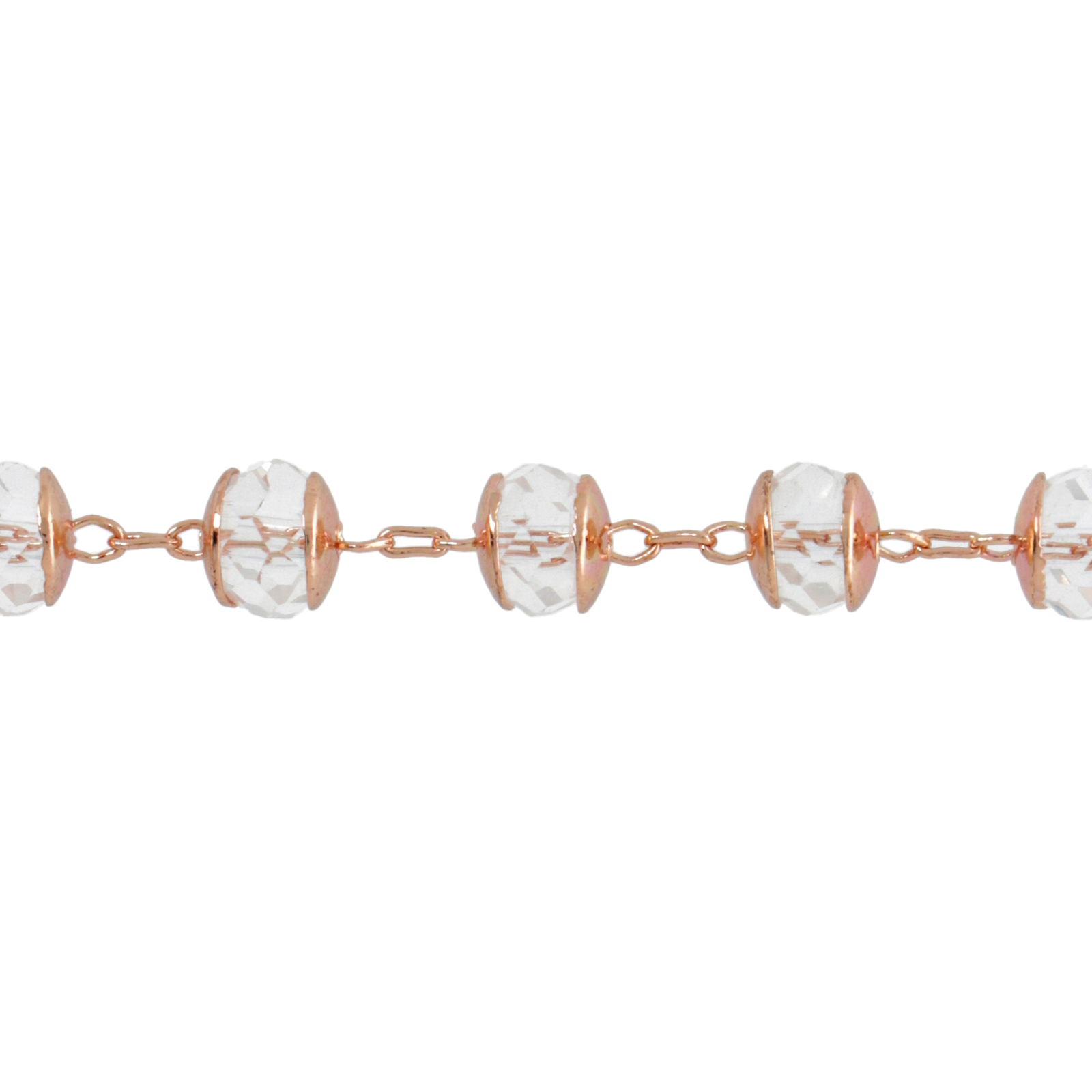 light gold plated plated fancy rosary chain crystal roundelle with cups 6x4mm | 25cm
