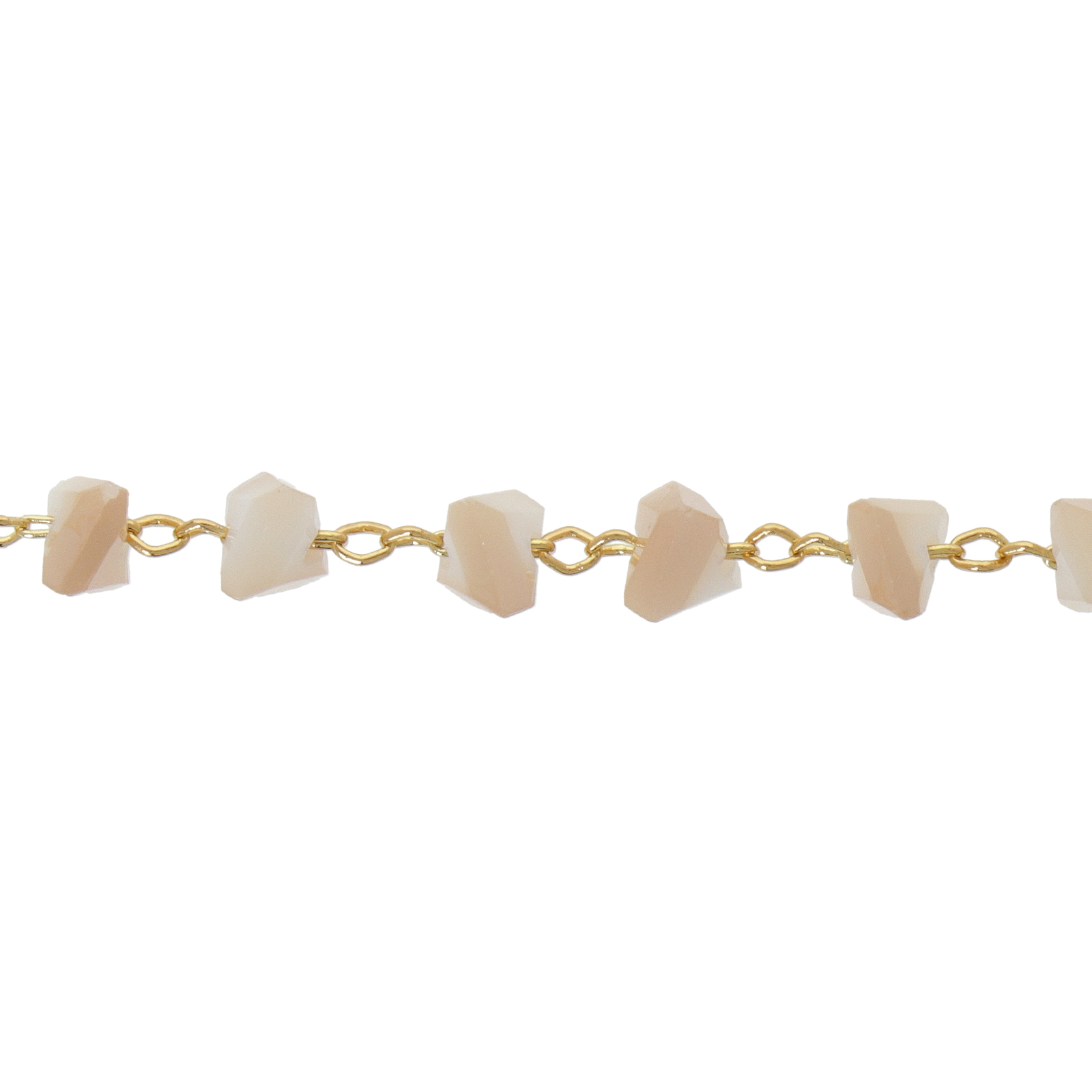 gold plated fancy rosary chain opaque champagne faceted triangle 6mm | 25cm
