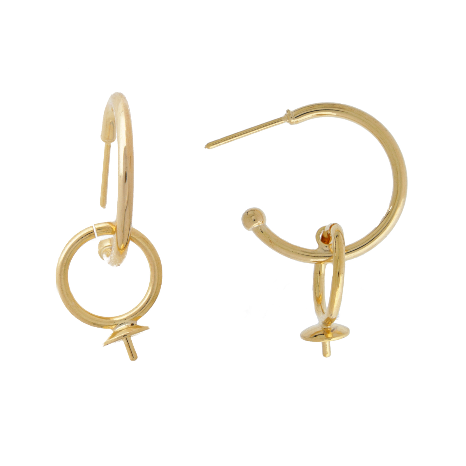 gold plated hoop earring 18mm with half-drilled bail 6mm | 2pc