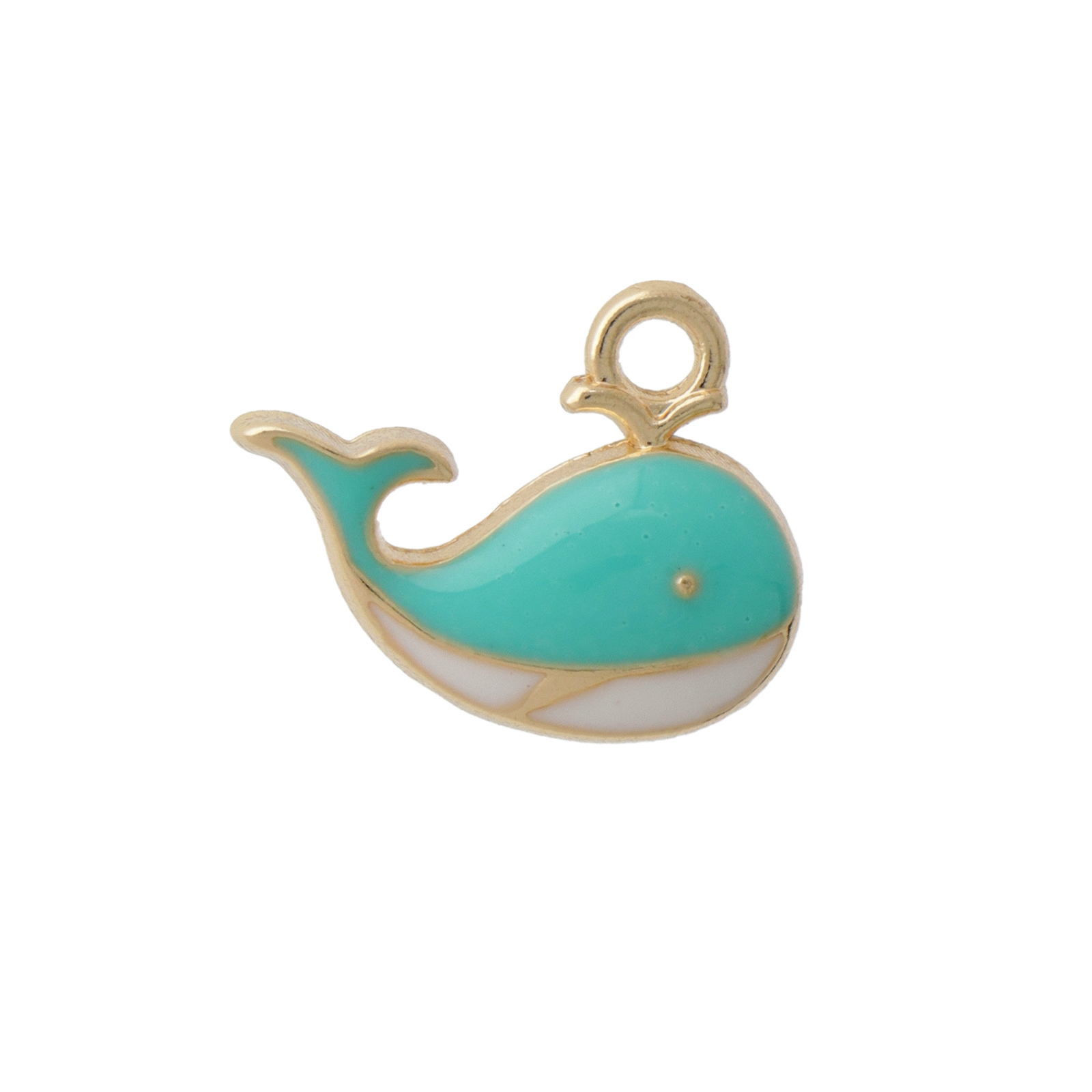 gold plated turquoise enameled whale charm 19x10mm | 1pc