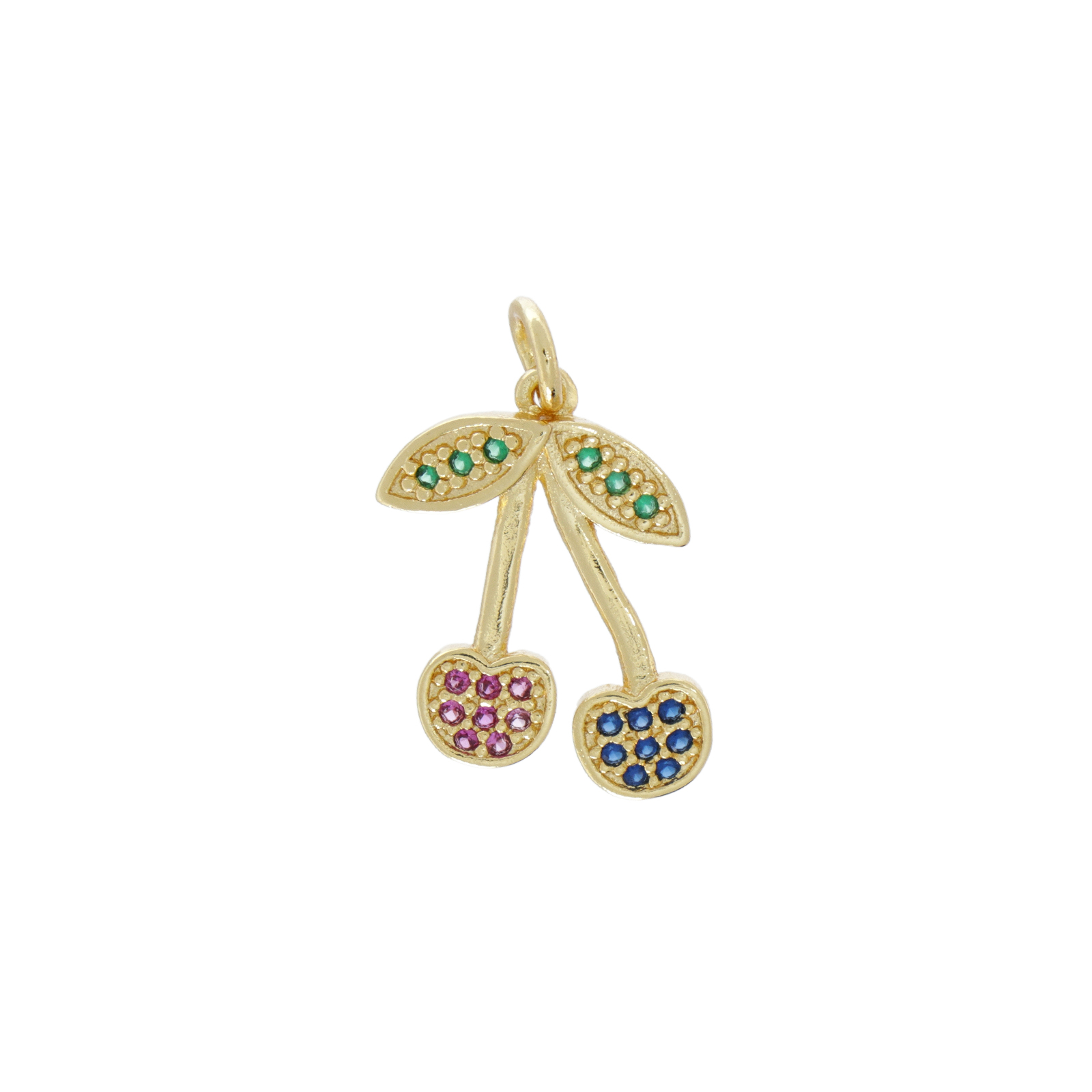 anhänger metal cz vergoldet kirsche 18mm | 1st