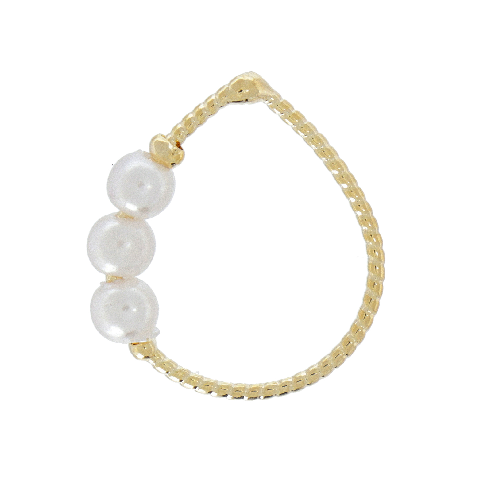 elegant line link - gold plated drop 20x18mm with white synthetic pearl 4mm | 2pc
