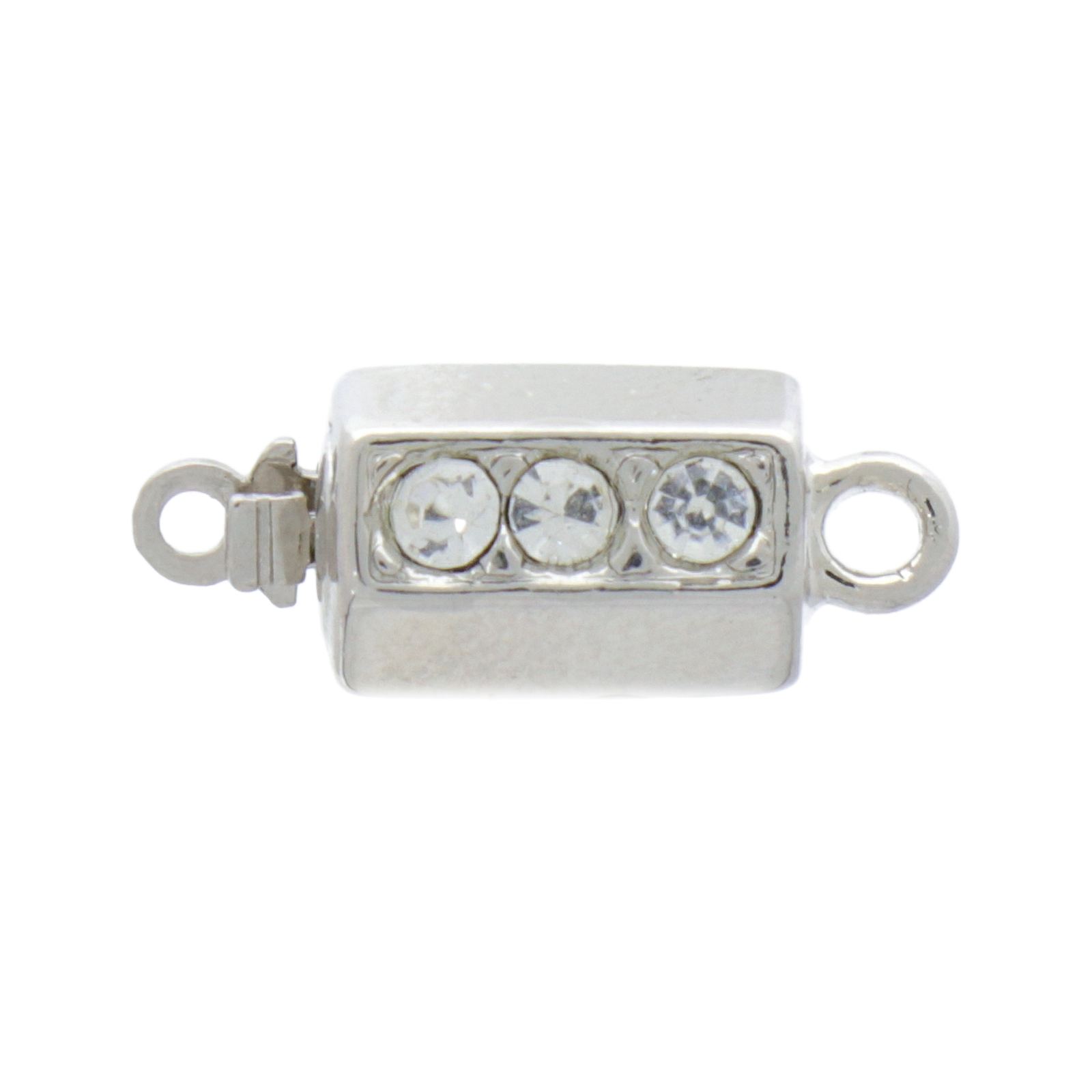 jewel clasp rhodium special plating box clasp with true crystal 16x6mm | 1pc