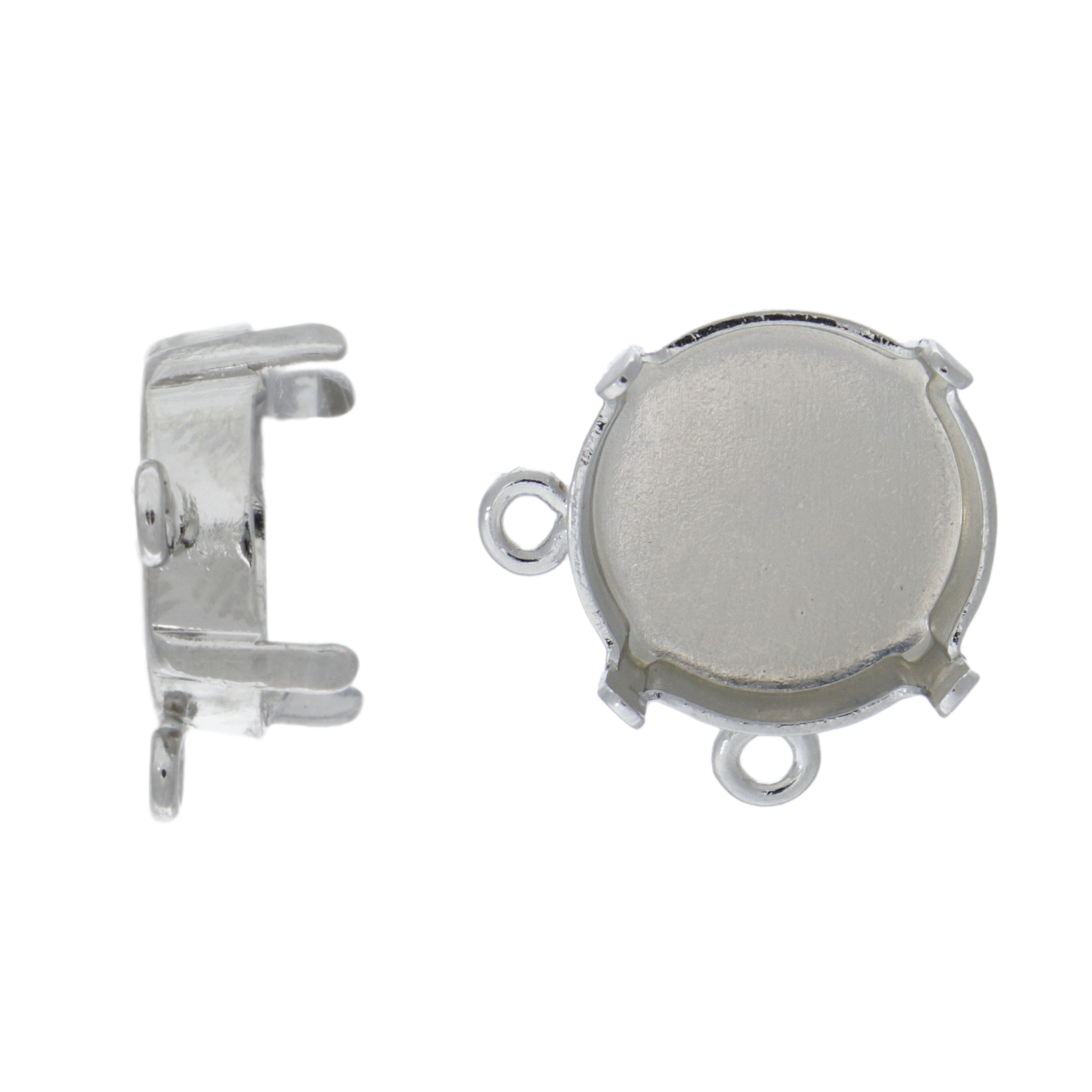 rhodium silver plated setting for rivoli (1122) 12mm 14x13mm | 1pc