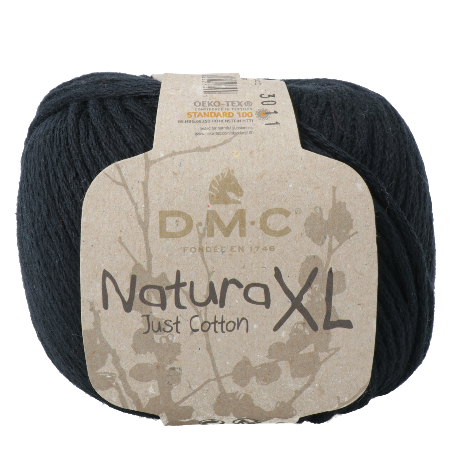 natura xl dmc yarn - noir (02) - 100gr (75mt) | 1pc