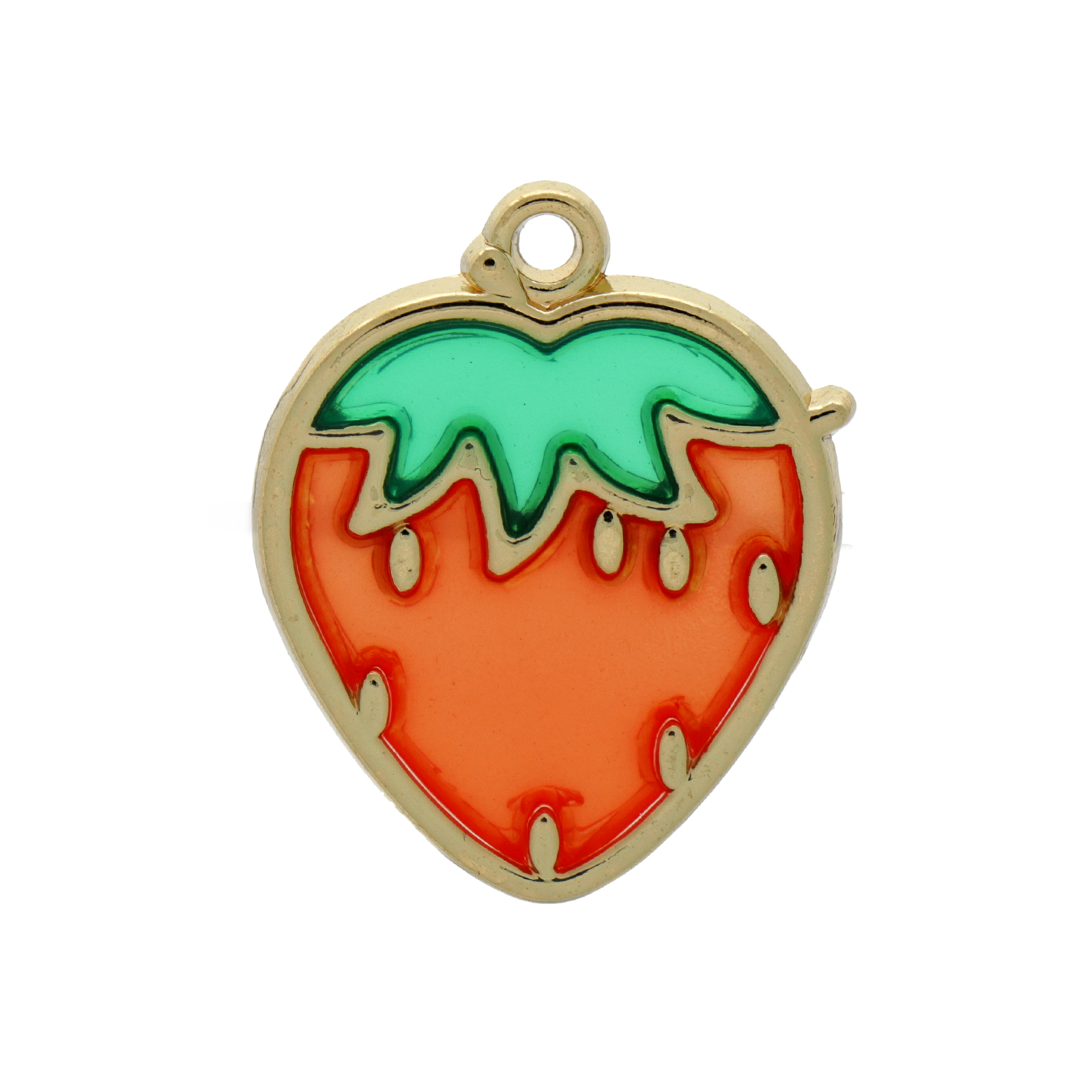 transparent enameled strawberry pendant 24x21mm | 1pc