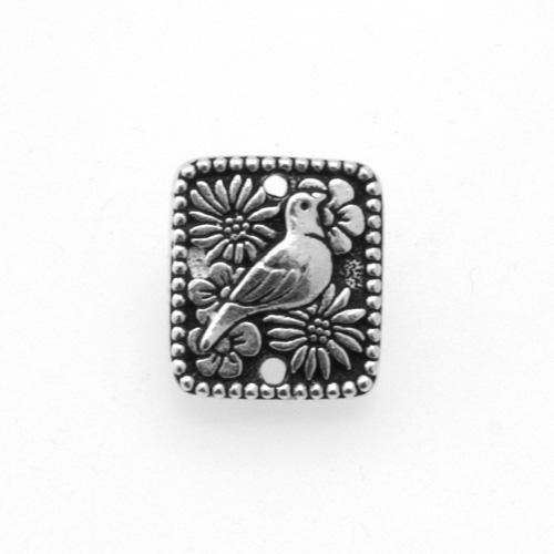 antique silver plated paloma link 15x13mm | 1pc