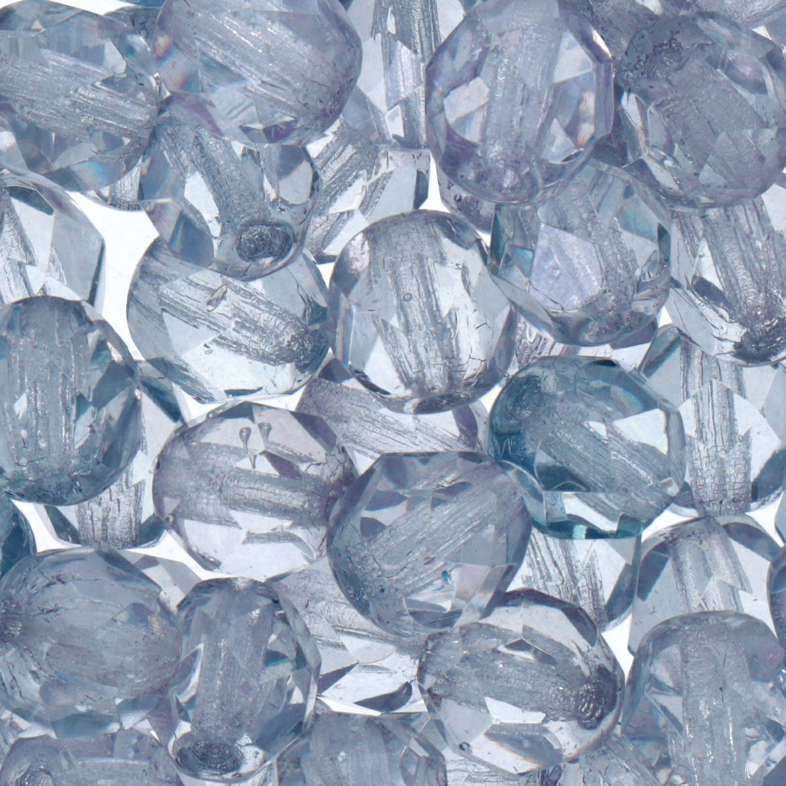 czech fire-polished round beads luster transparent blue 6mm | 25pc