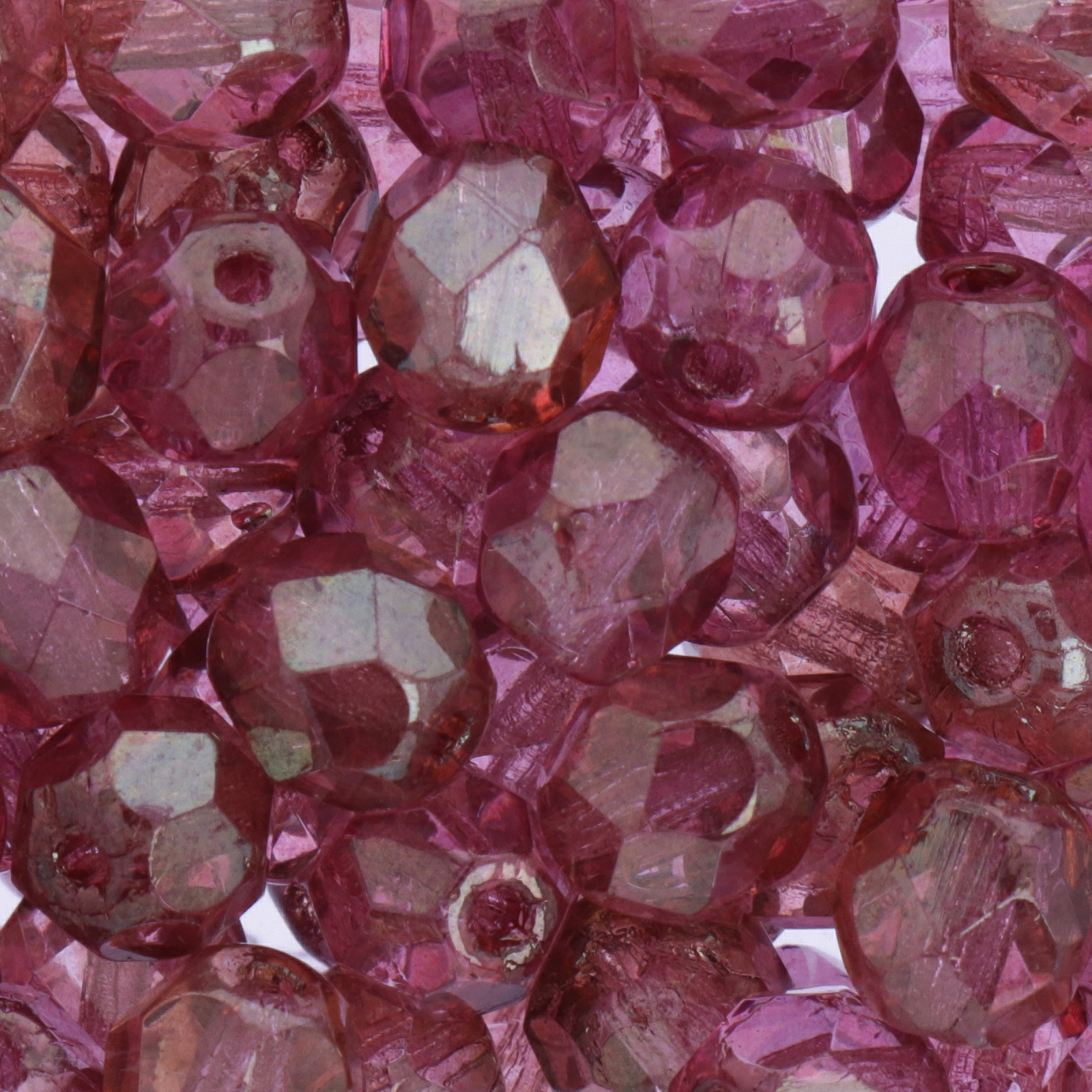 czech fire-polished round beads luster transparent pink 6mm | 25pc