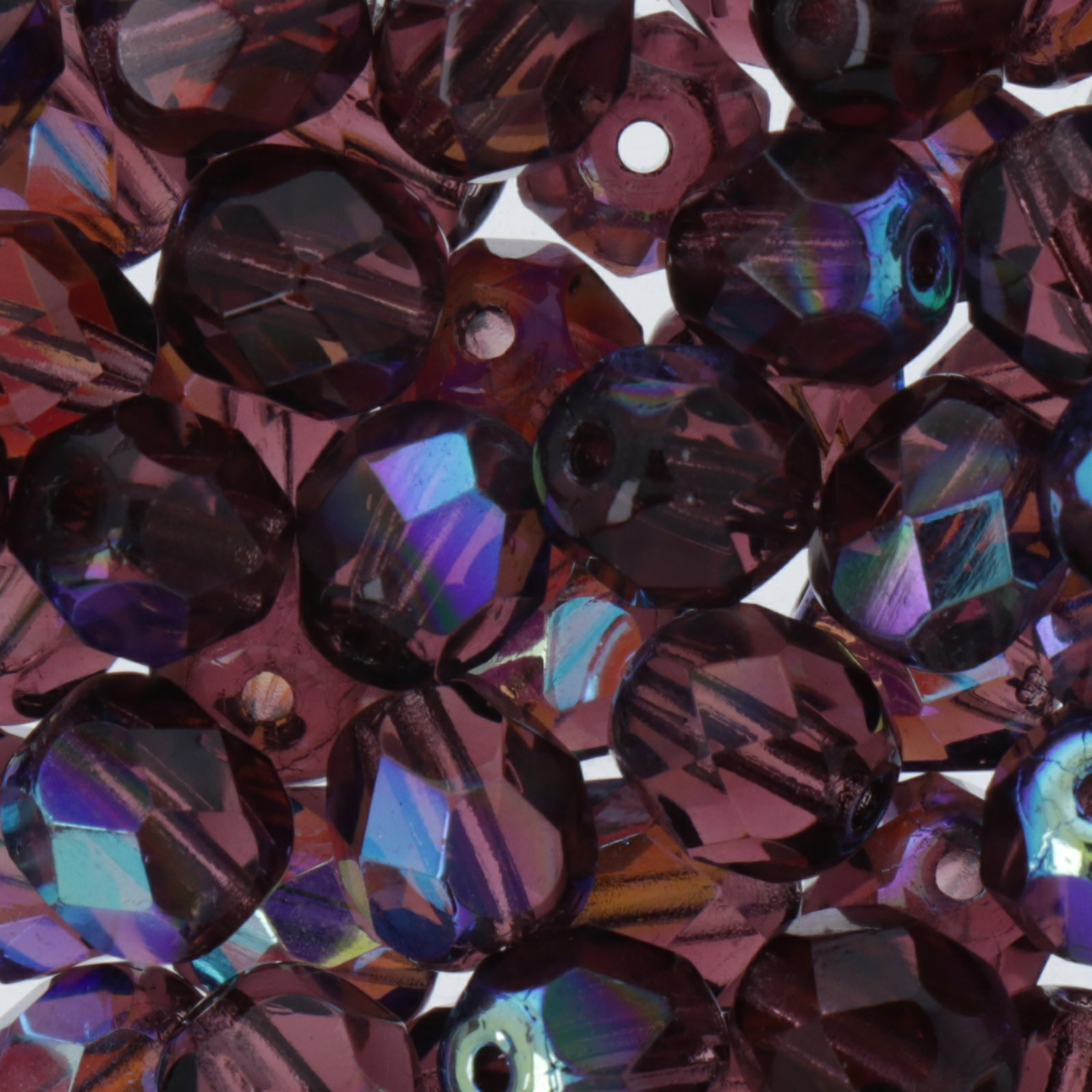 czech fire-polished round beads amethyst ab 6mm | 25pc