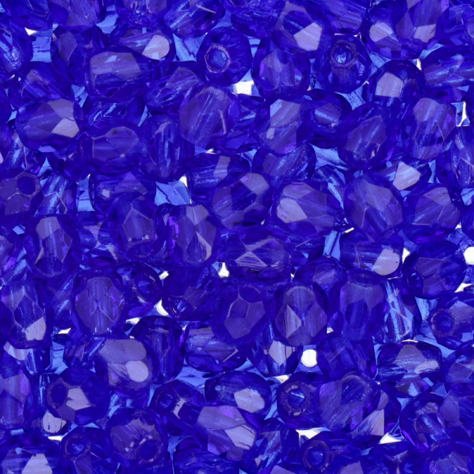 czech fire-polished round beads cobalt blue 3mm | 50pc