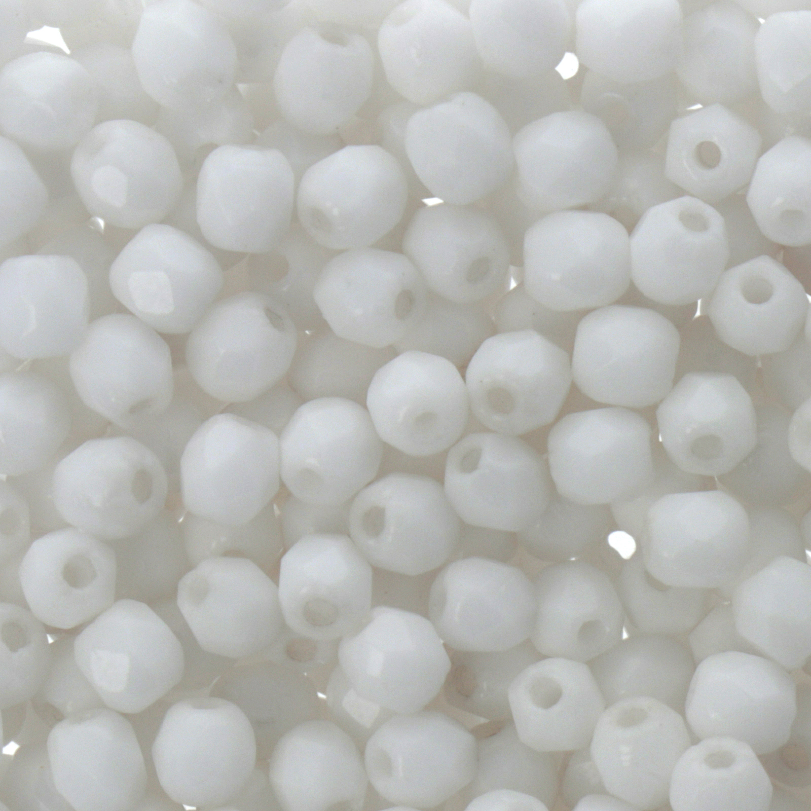 czech fire-polished round beads opaque white 3mm | 50pc