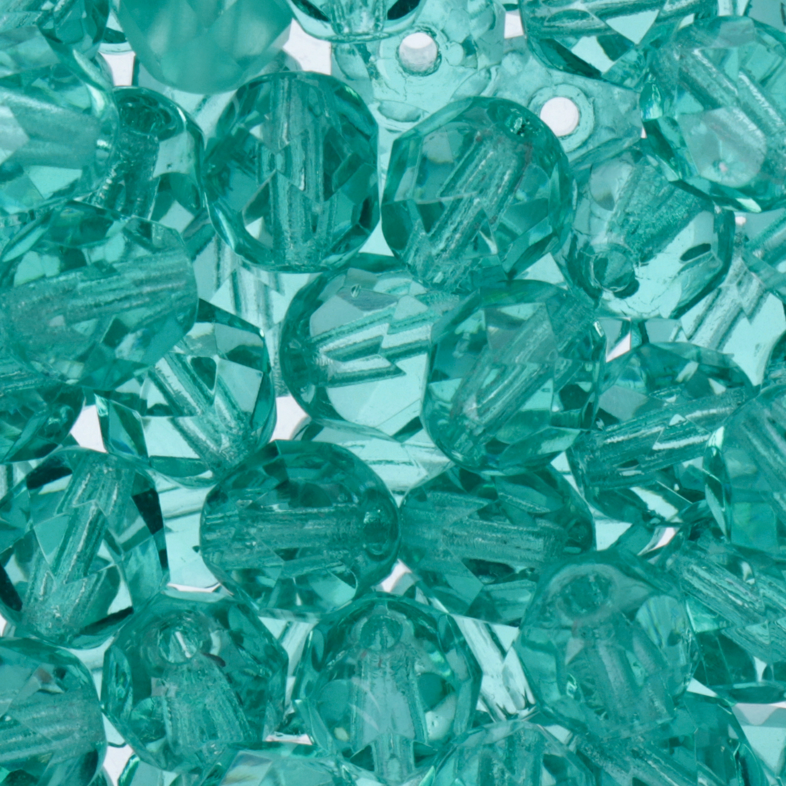 czech fire-polished round beads light teal 6mm | 25pc