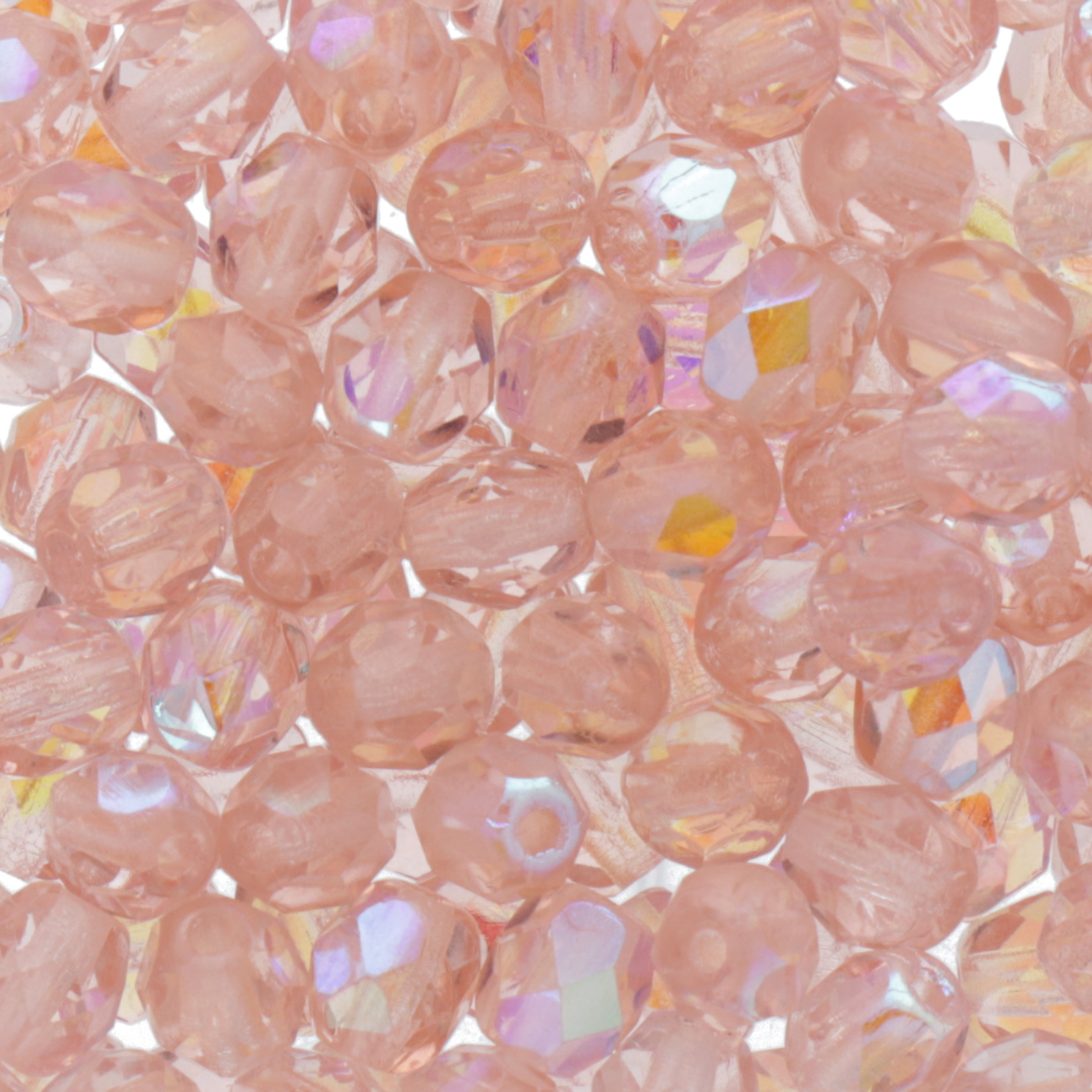 czech fire-polished round beads rosaline ab 4mm | 50pc