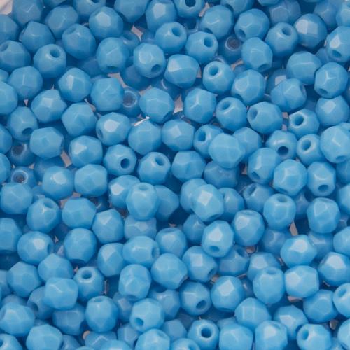 czech fire-polished round beads opaque light blue 3mm | 50pc
