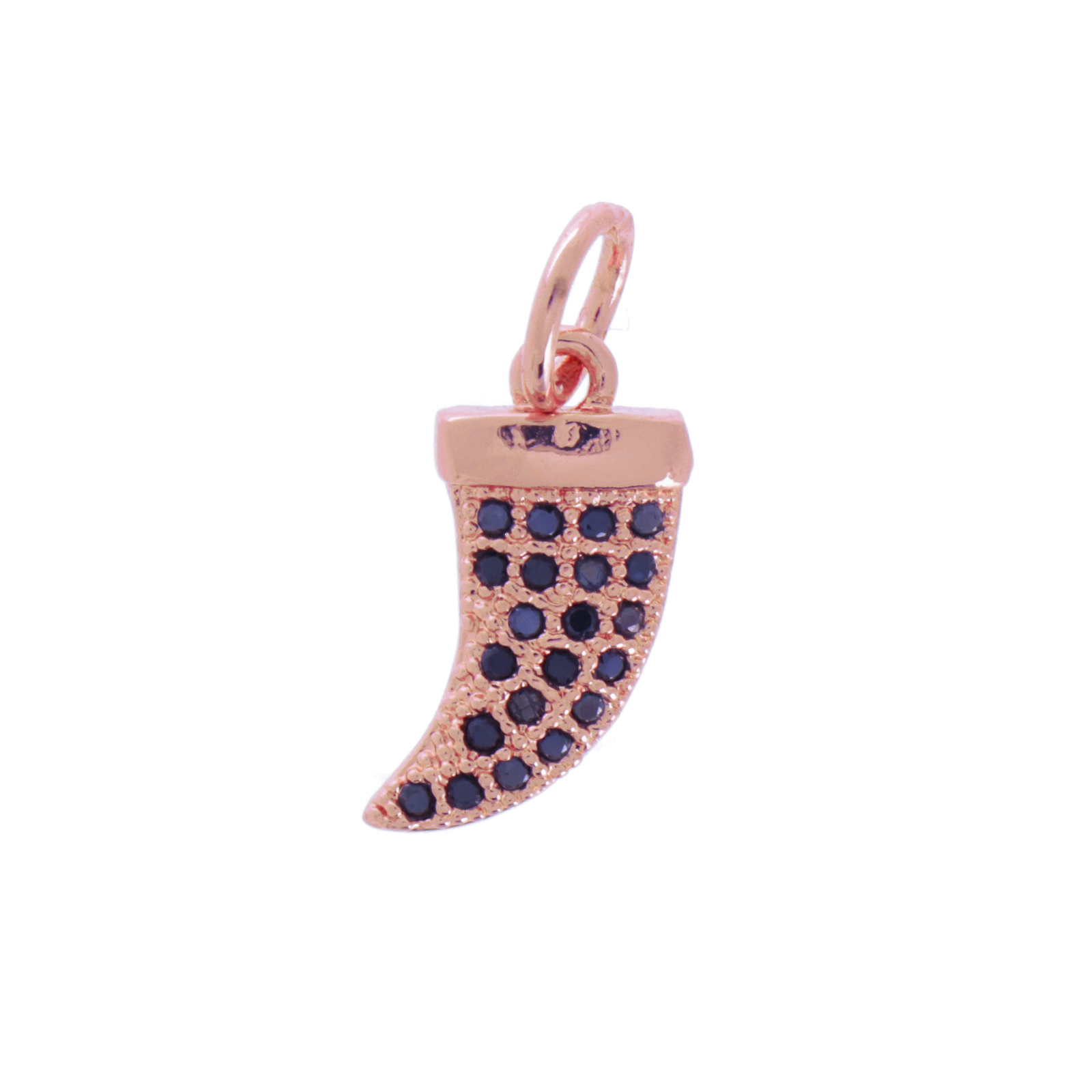 anhänger metal cz rose gold horn schwarz zircon 14mm | 1st