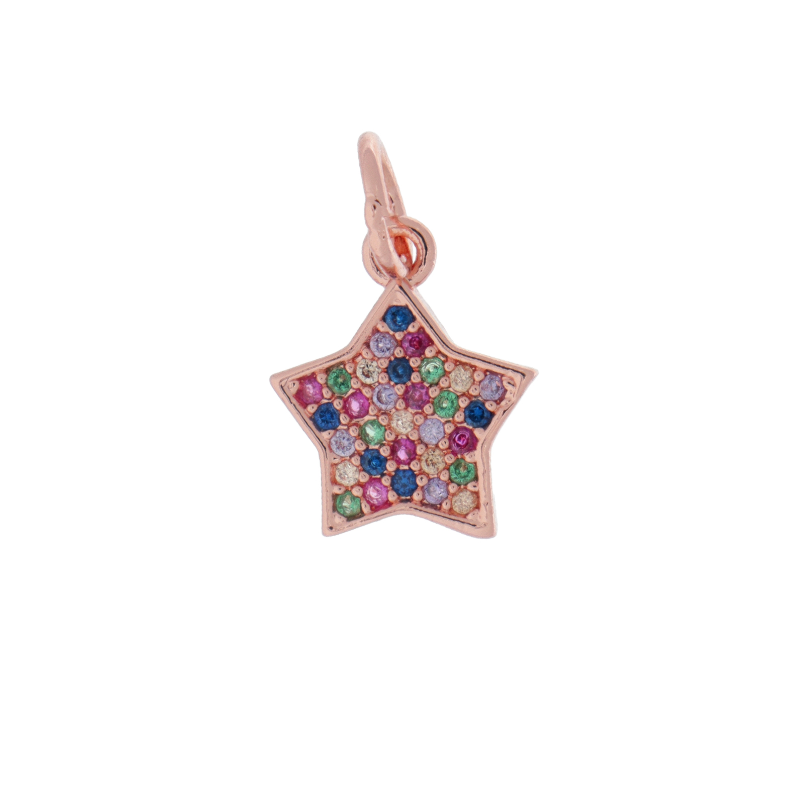 anhänger metal cz rose gold stern bunt zircon 11mm | 1st