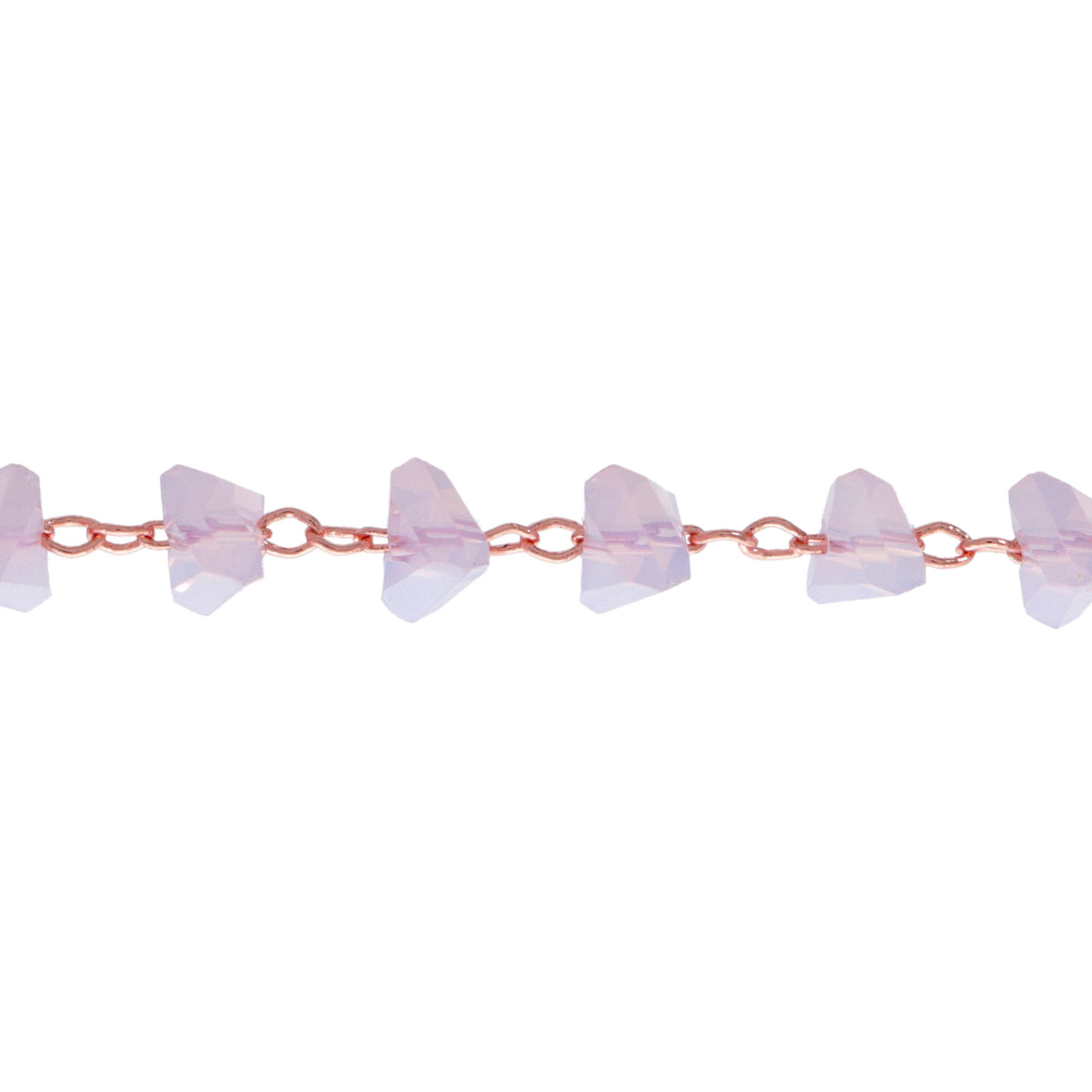 fancy rosenkranz kette rose gold opaque pink facettiertes dreieck 6mm | 25cm