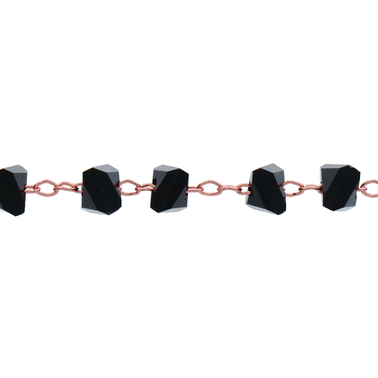 rose gold plated plated fancy rosary chain jet faceted triangle 6mm | 25cm
