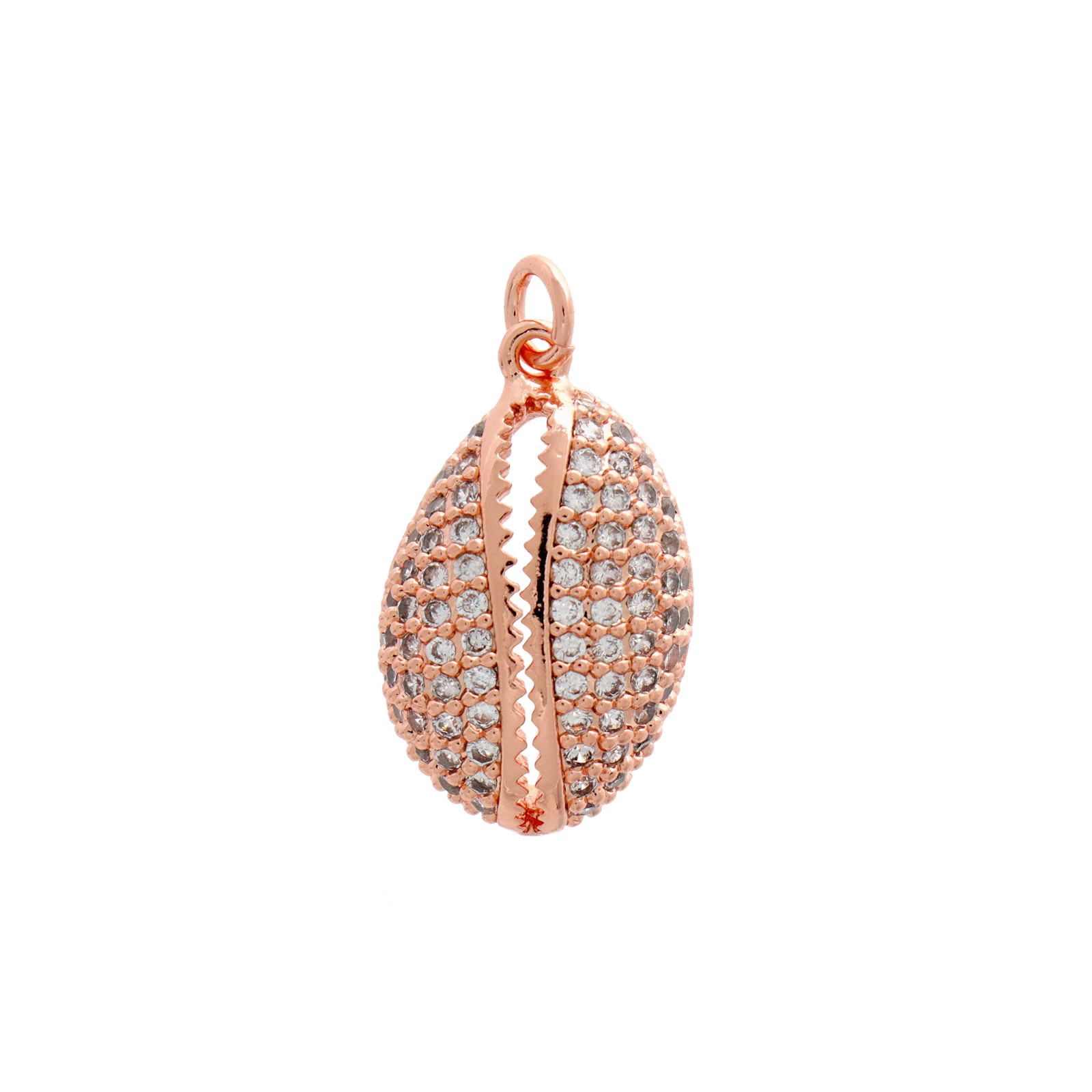pendant metal cz rose gold plated ciprea shell 22x12mm | 1pc
