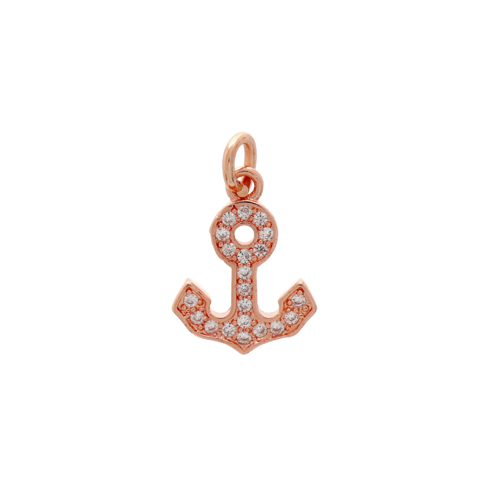 pendant metal cz rose gold plated anchor 15x12mm | 1pc