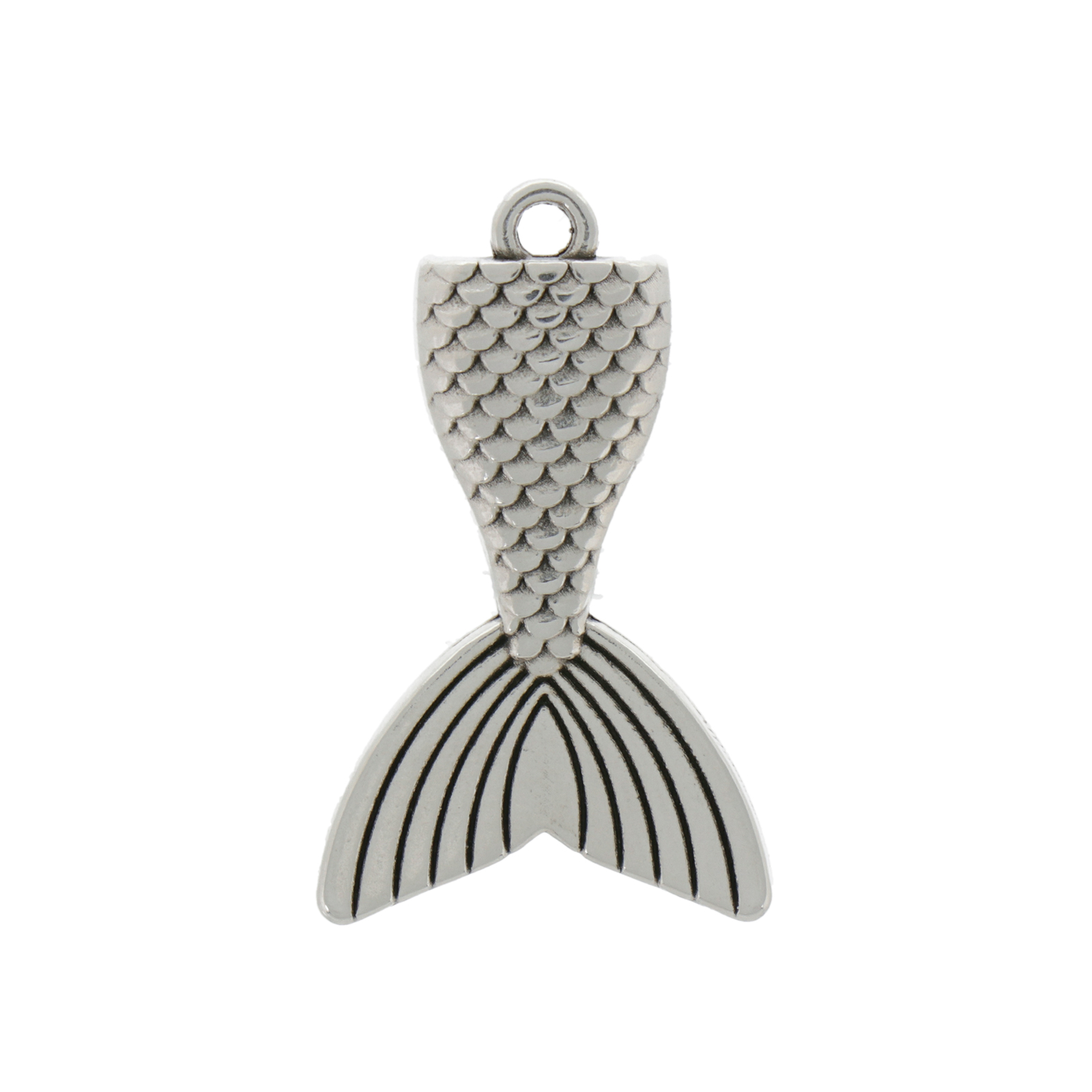 antique silver plated mermaid tail pendant 28x19mm | 1pc