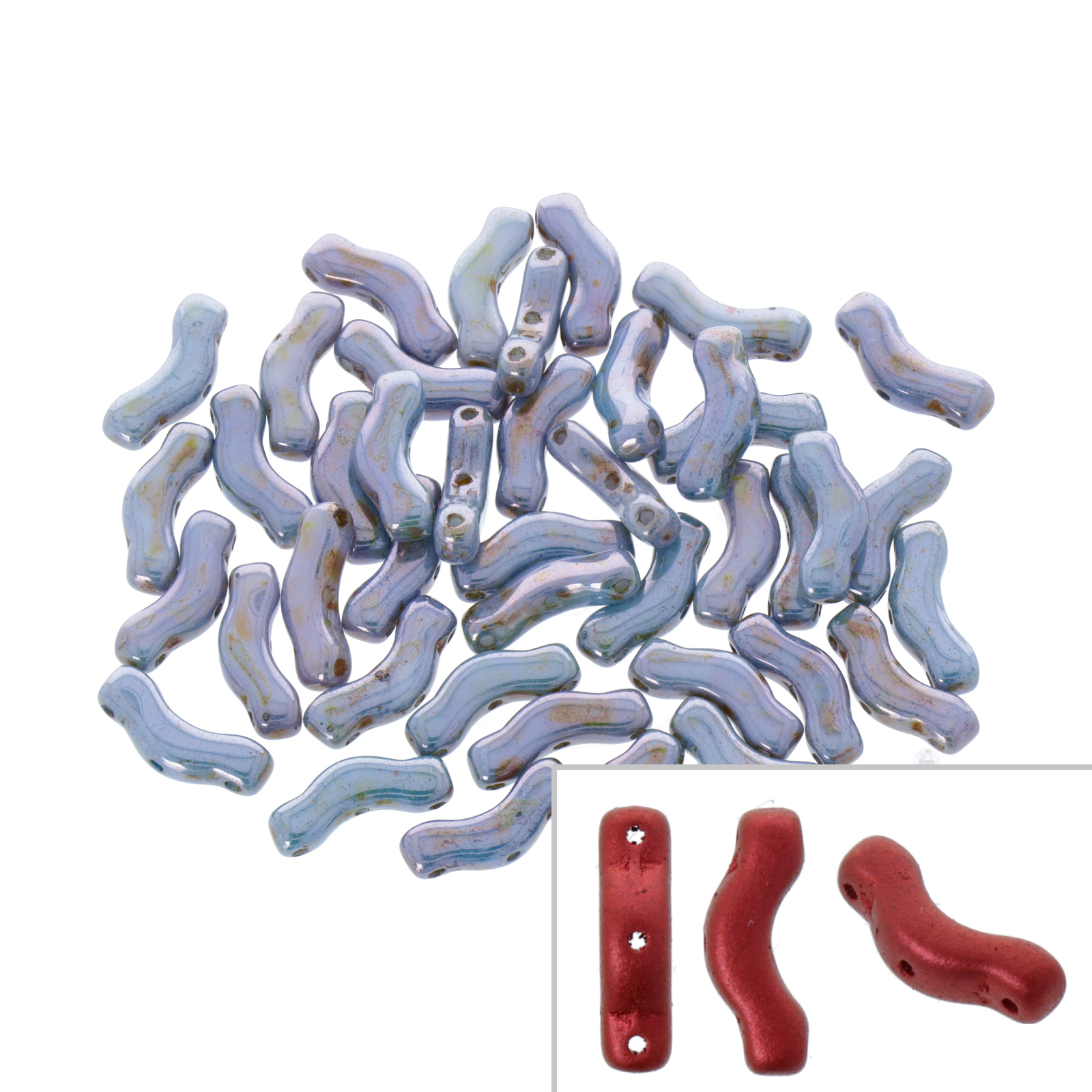 czech glass bridge beads - opaque blue lazure - 12x3mm | 5gr