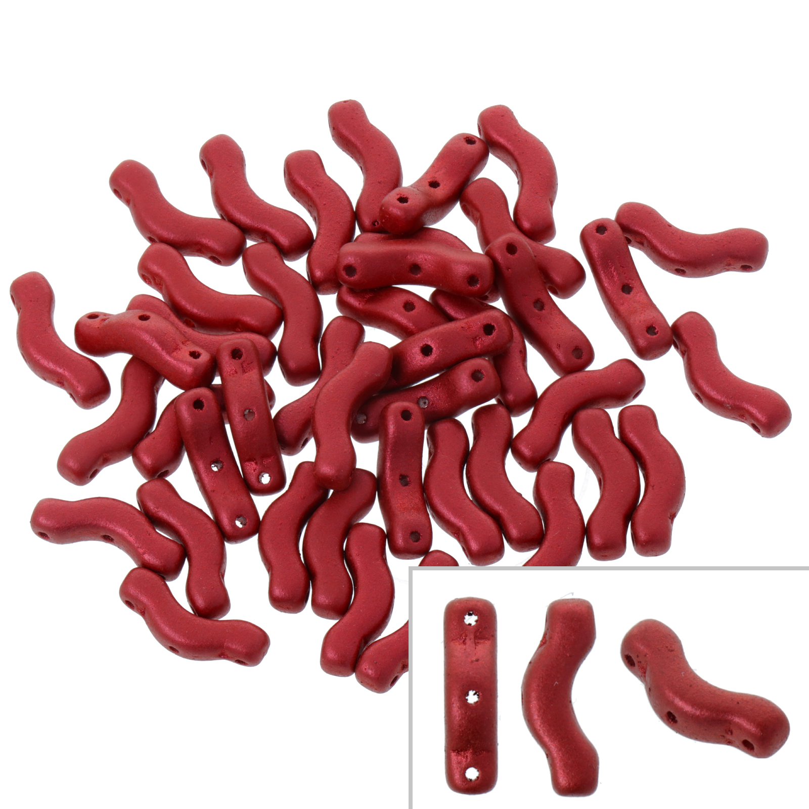 czech glass bridge beads - metallic lava red - 12x3mm | 5gr