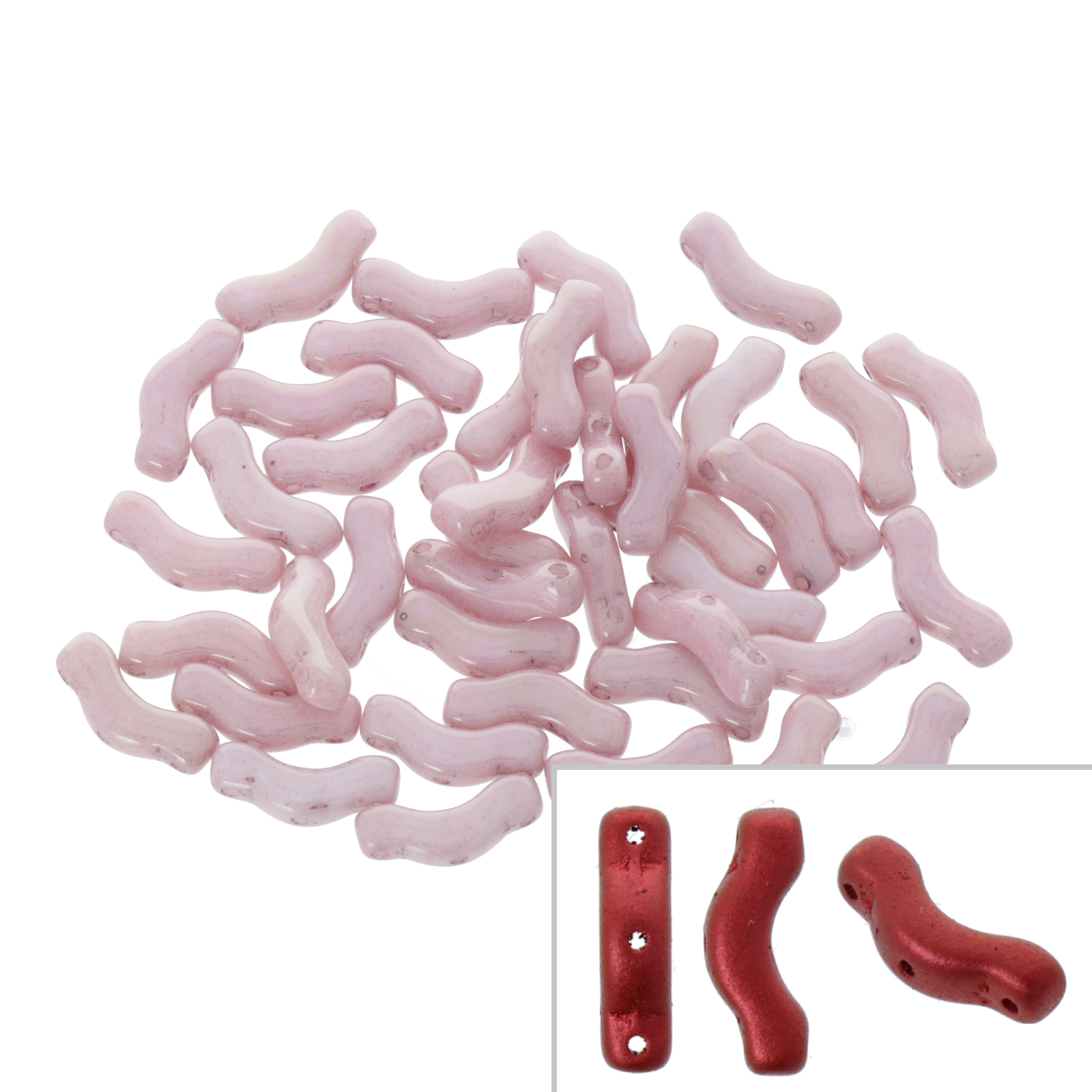 czech glass bridge beads - opaque luster rose - 12x3mm | 5gr