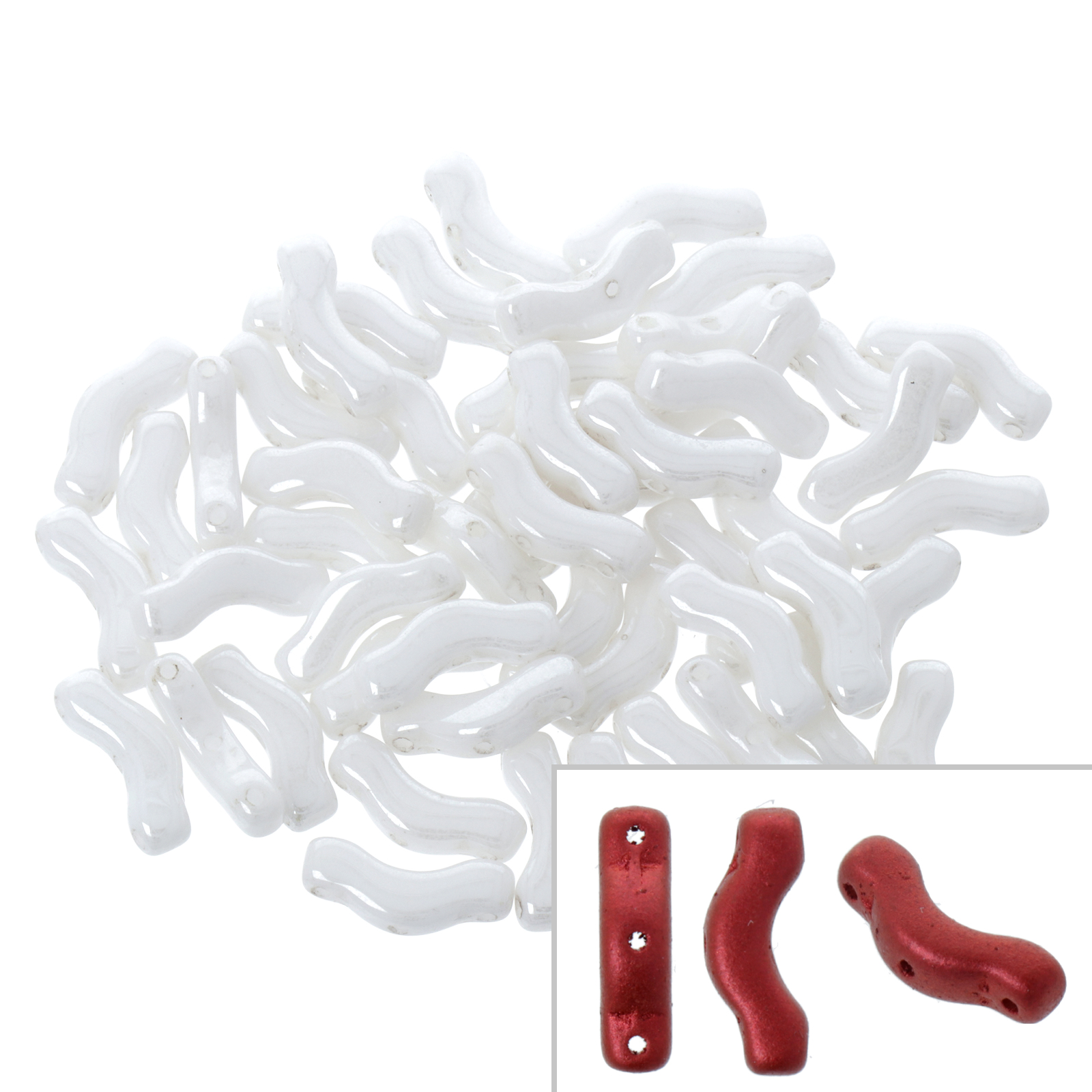 czech glass bridge beads - opaque luster white - 12x3mm | 5gr
