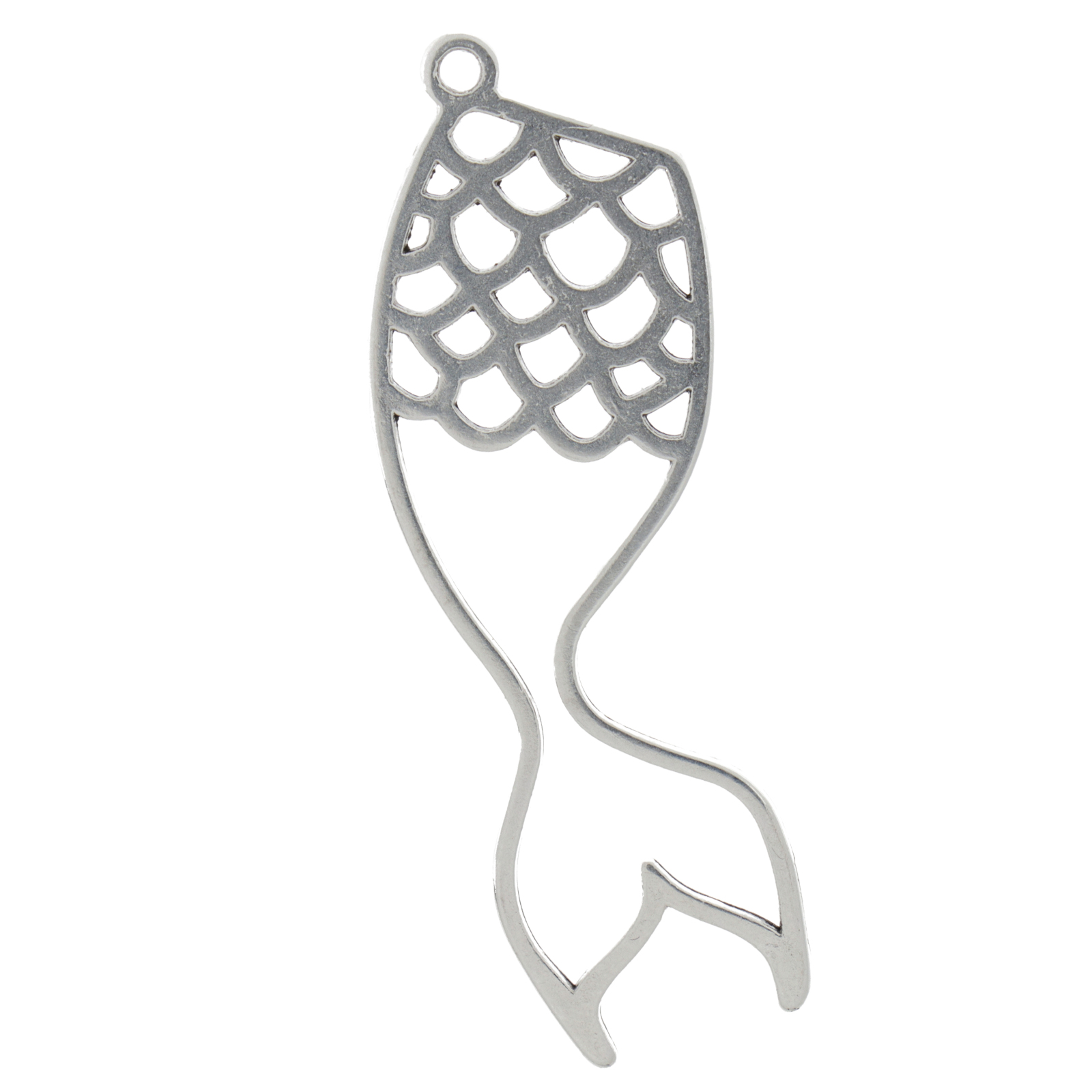 antique silver plated mermaid tail pendant 47x18mm | 1pc