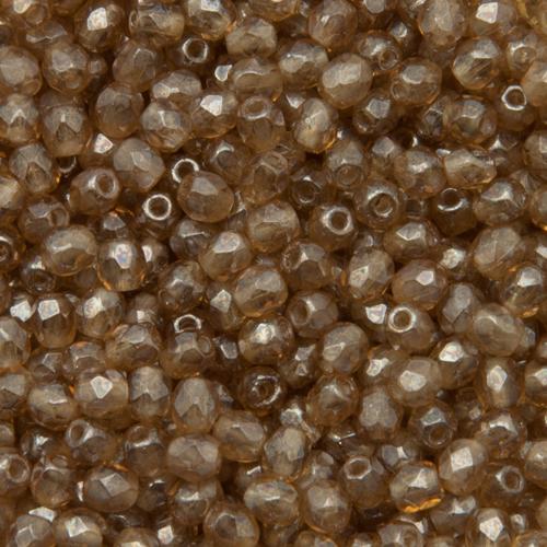 böhmische glasschliffperlen luster smoky topaz 3mm | 50st