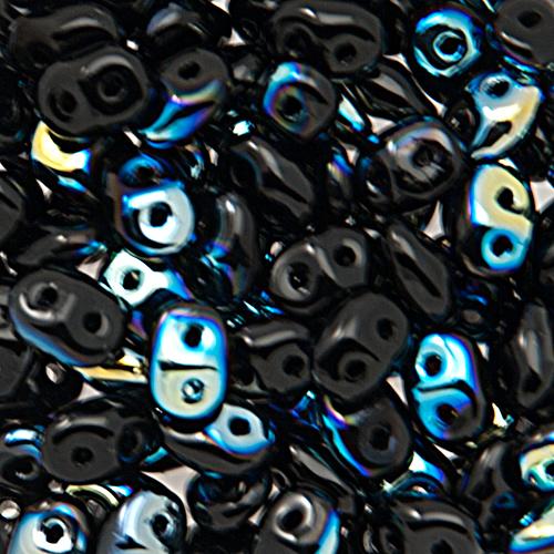 superduo seed beads 5x2,5mm - jet ab | 10gr