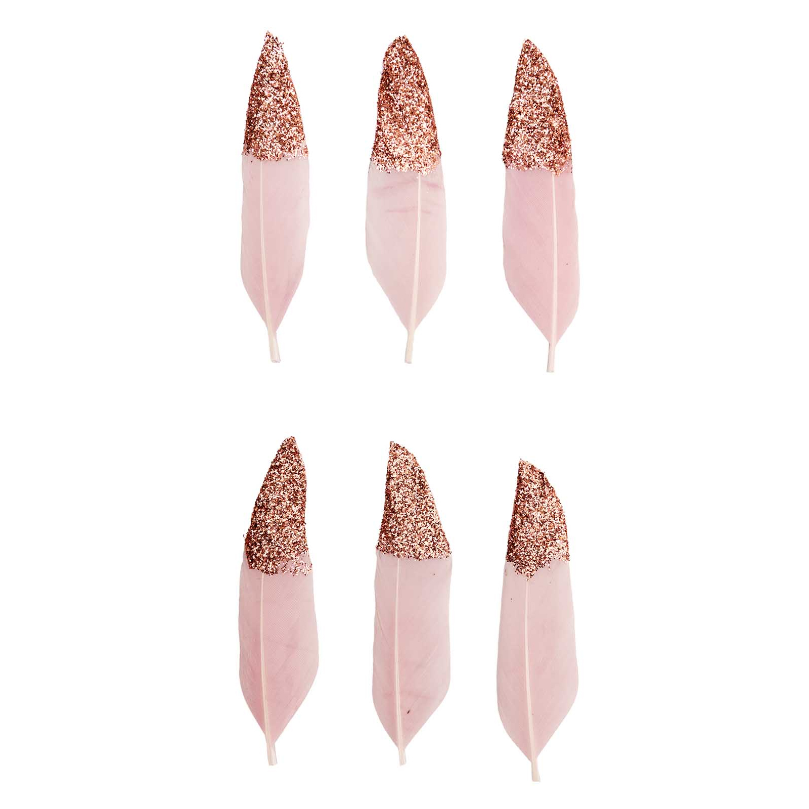 feathers set glitter pink/rose gold 8cm - 6pc | 1pc