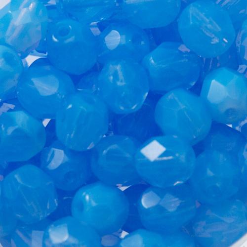 50 Perles Facettées Bleu Saphir 6 Mm - Marque Preciosa, Fabrication Française