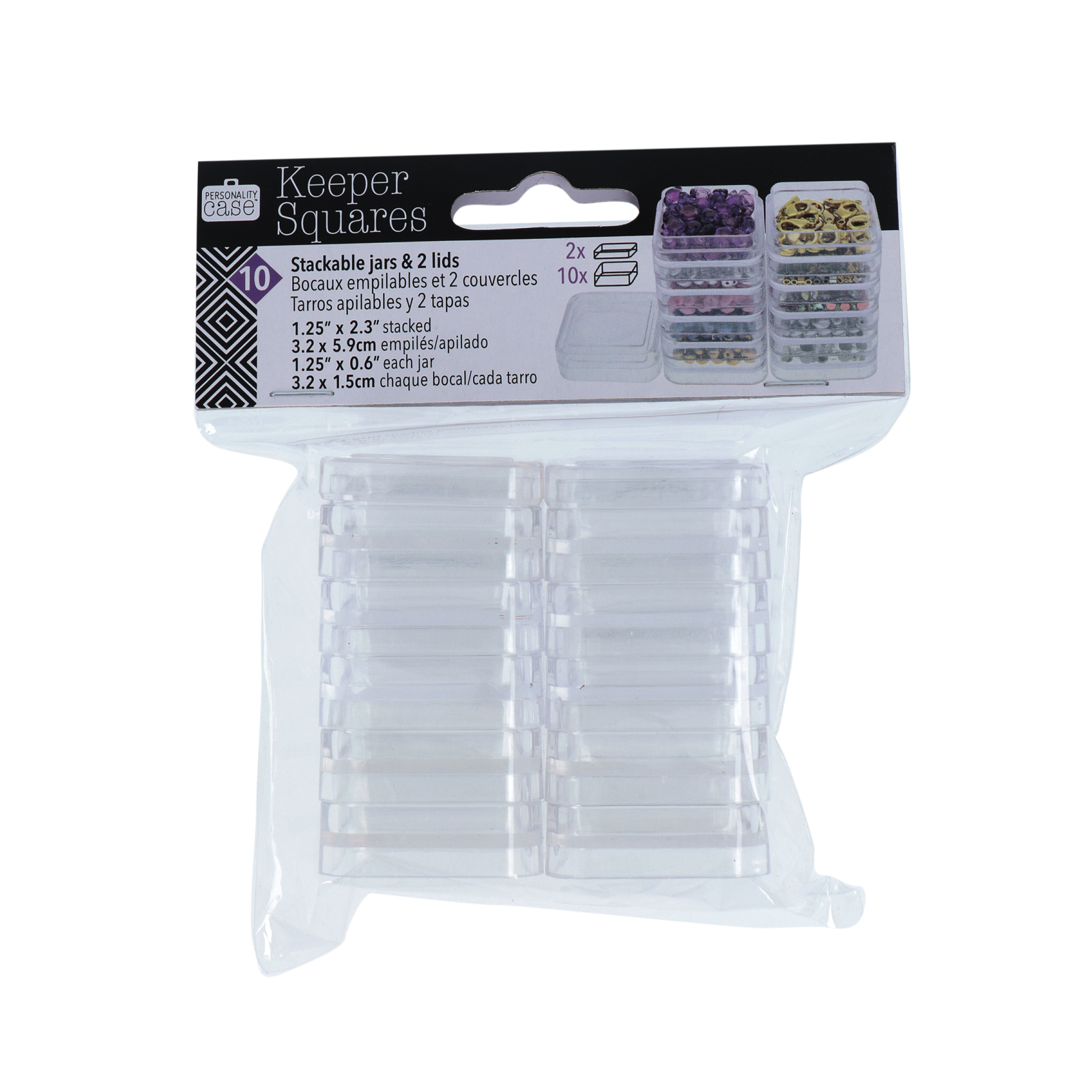 stackable 10 jars & 2 lids 3,2x1,5cm | 1pc