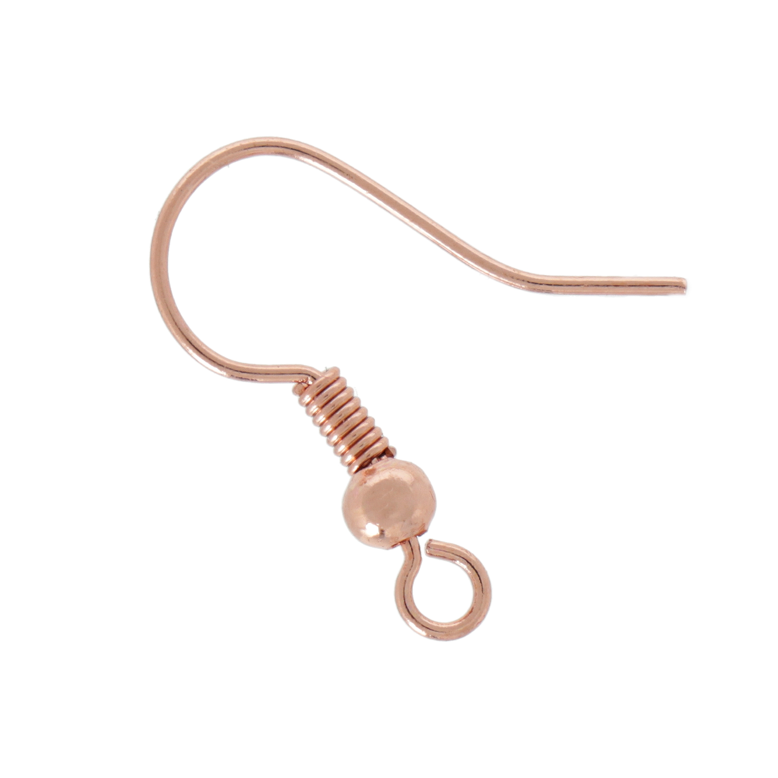 rose gold plated french earwire with ball and coil 18mm | 24pc