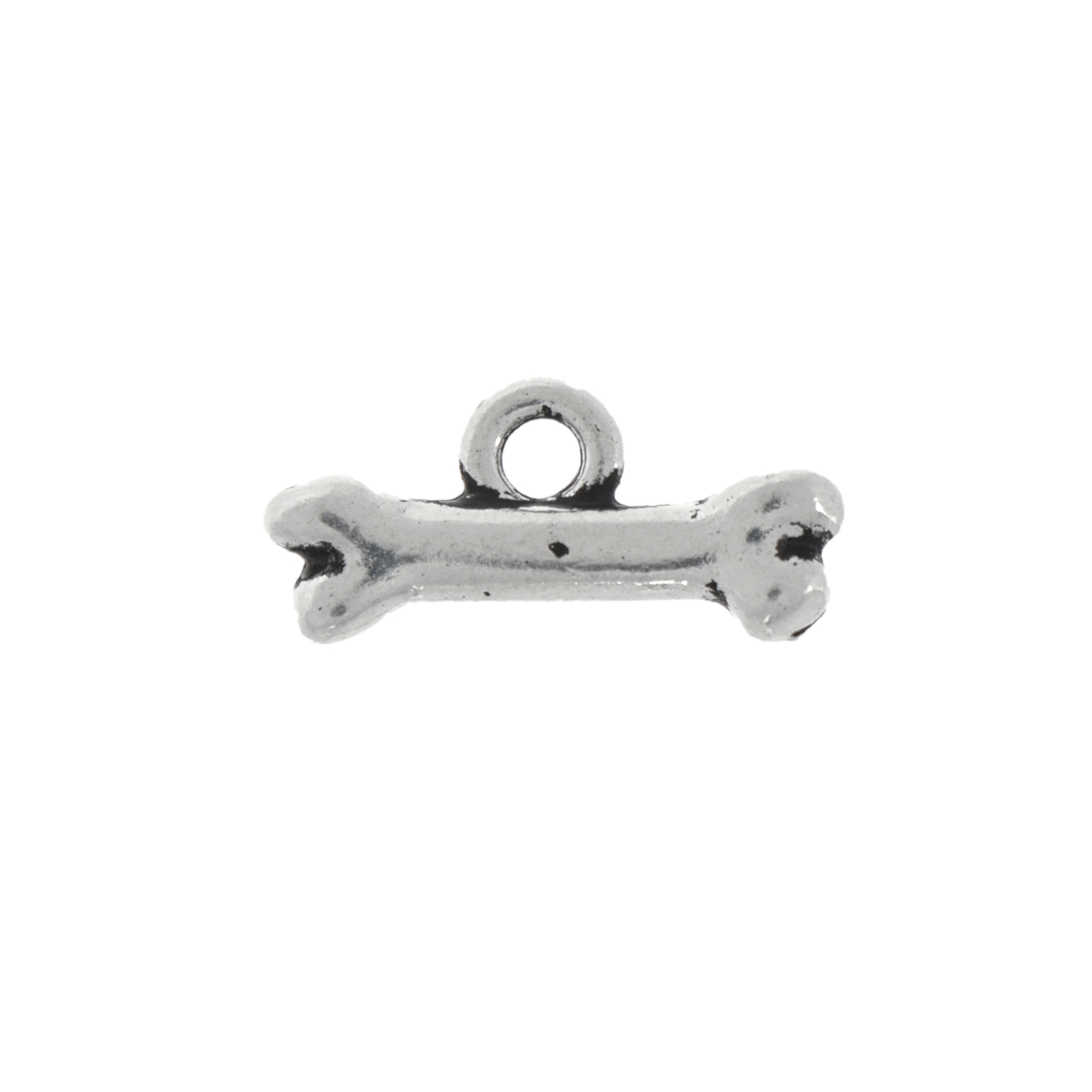 antique silver plated bone charm 16x7mm | 2pc