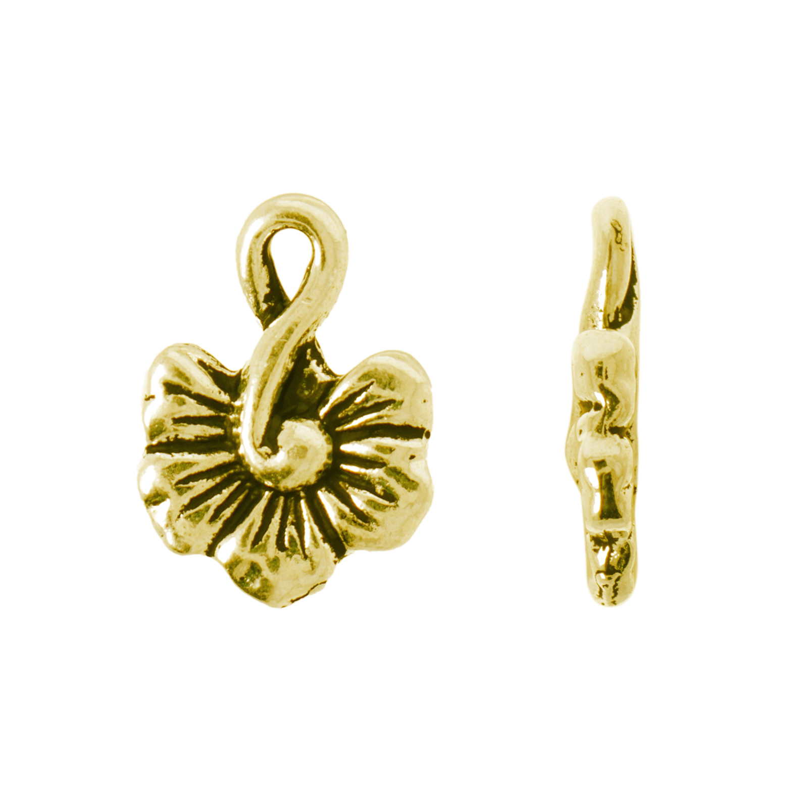 antique gold plated flower charm 16x11mm | 1pc