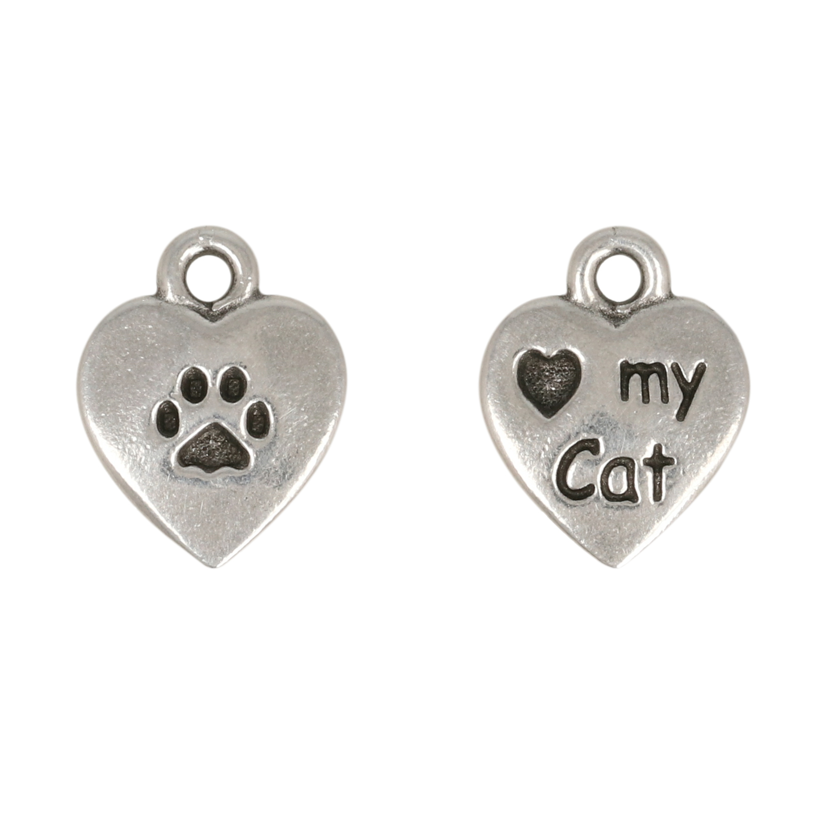 antique silver plated love my cat charm 12,5mm | 1pc