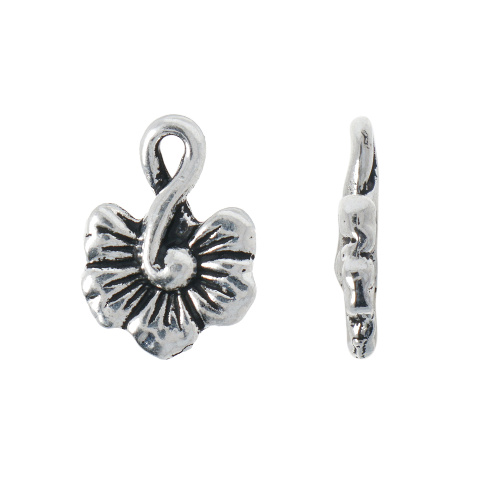 antique silver plated flower charm 16x11mm | 1pc
