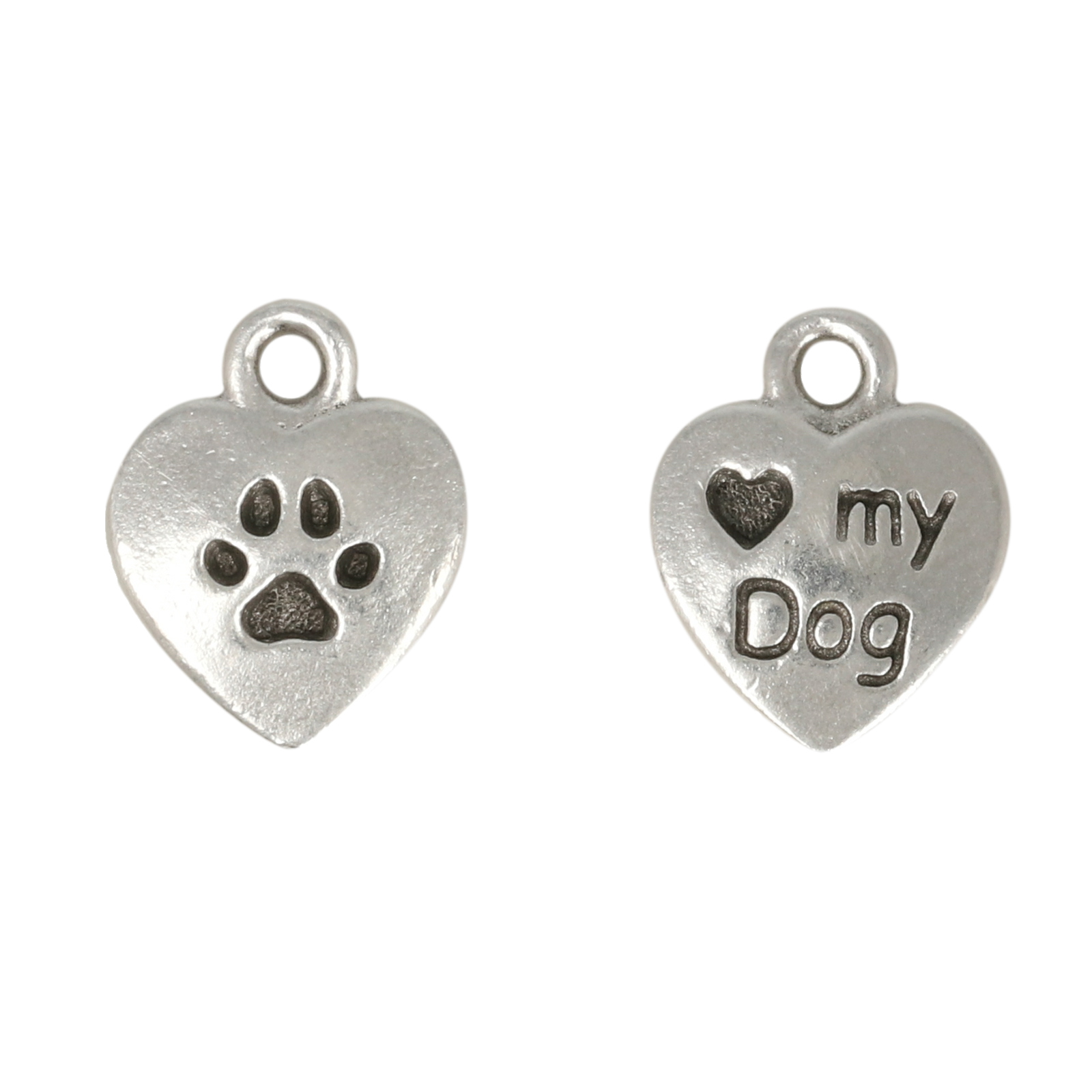 anhänger love my dog antik versilbert 12,5mm | 1st