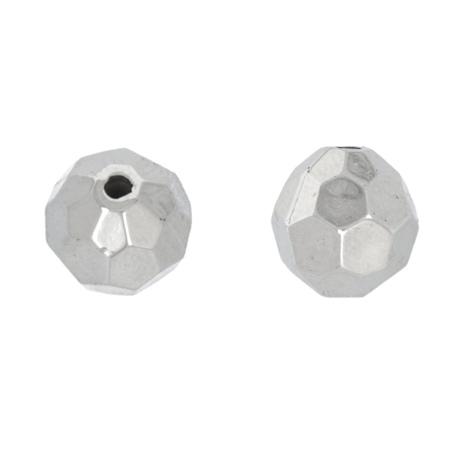 rhodium metal look synthetic bead faceted round 10mm | 40pc