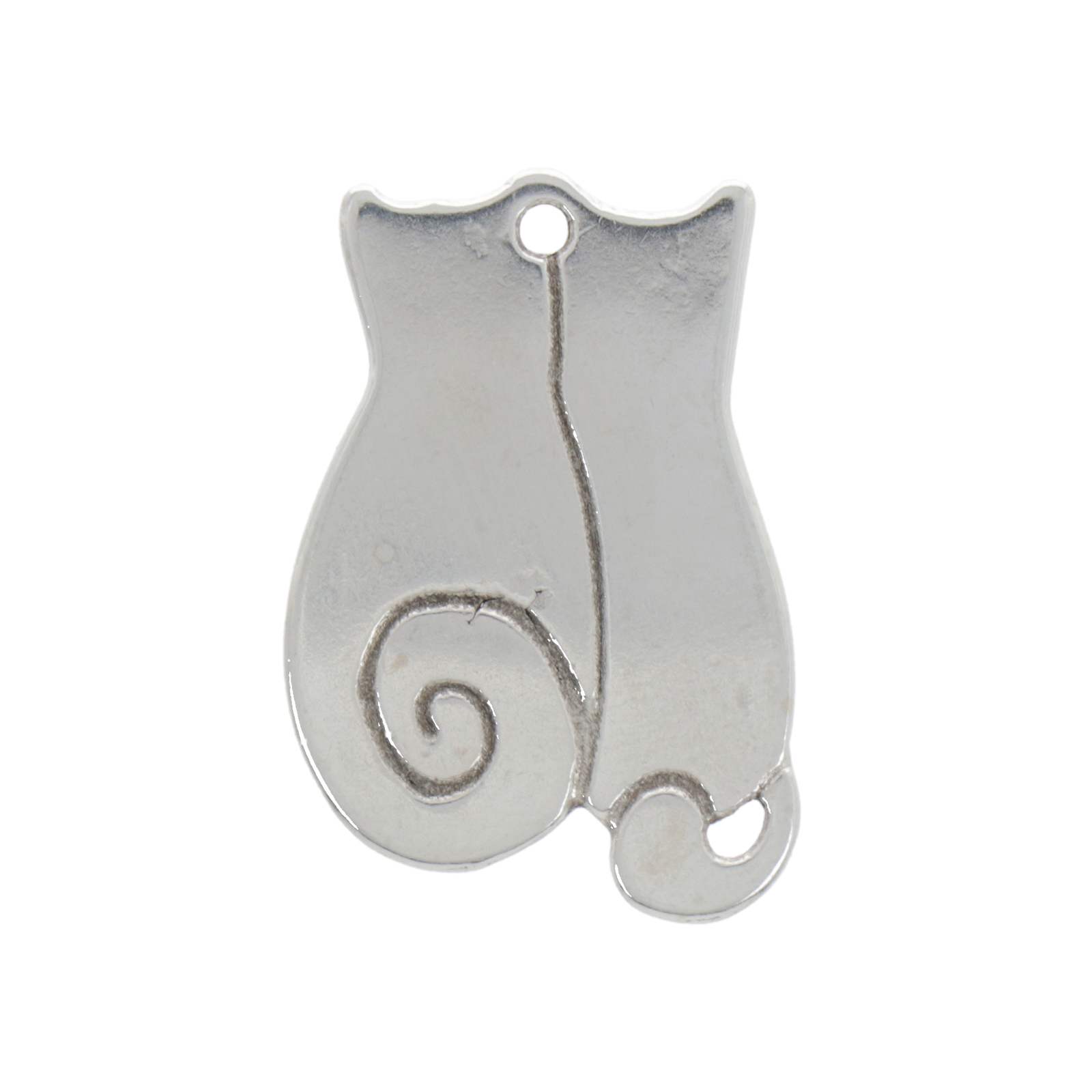 antique silver plated cats charm 25x16mm | 2pc