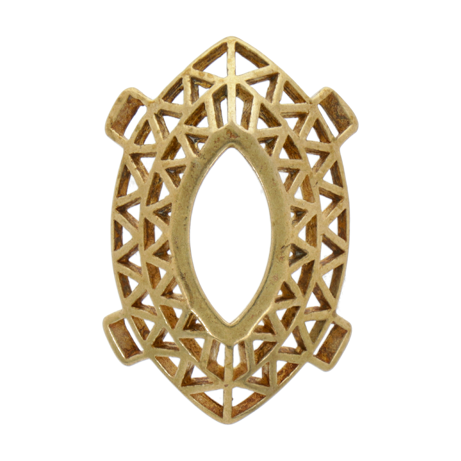 raw brass filigree setting for navette 15x7mm | 1pc