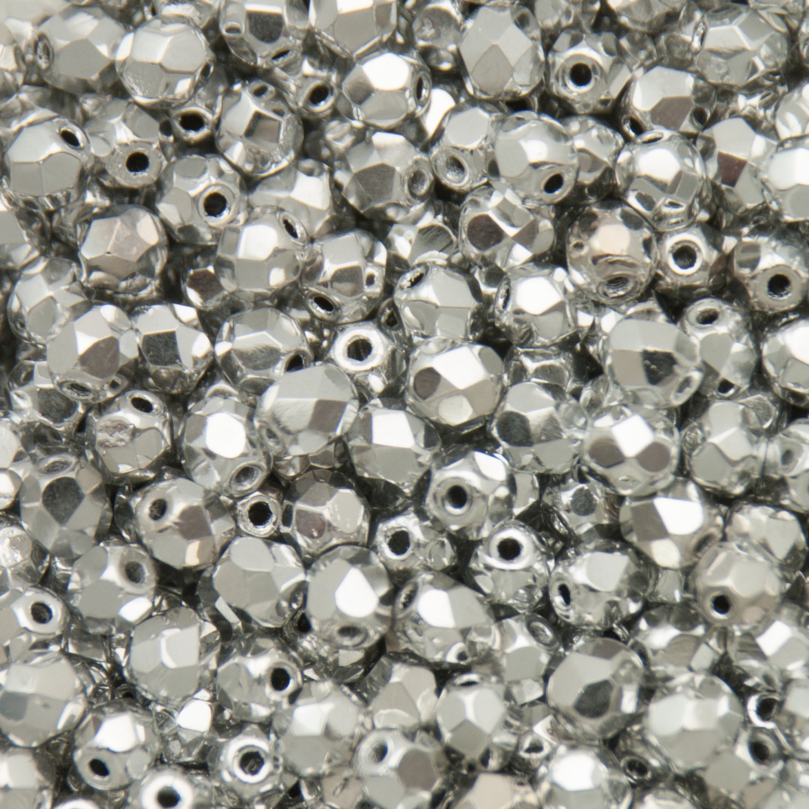 czech fire-polished round beads silver 3mm (bulk pack) | 1200pc