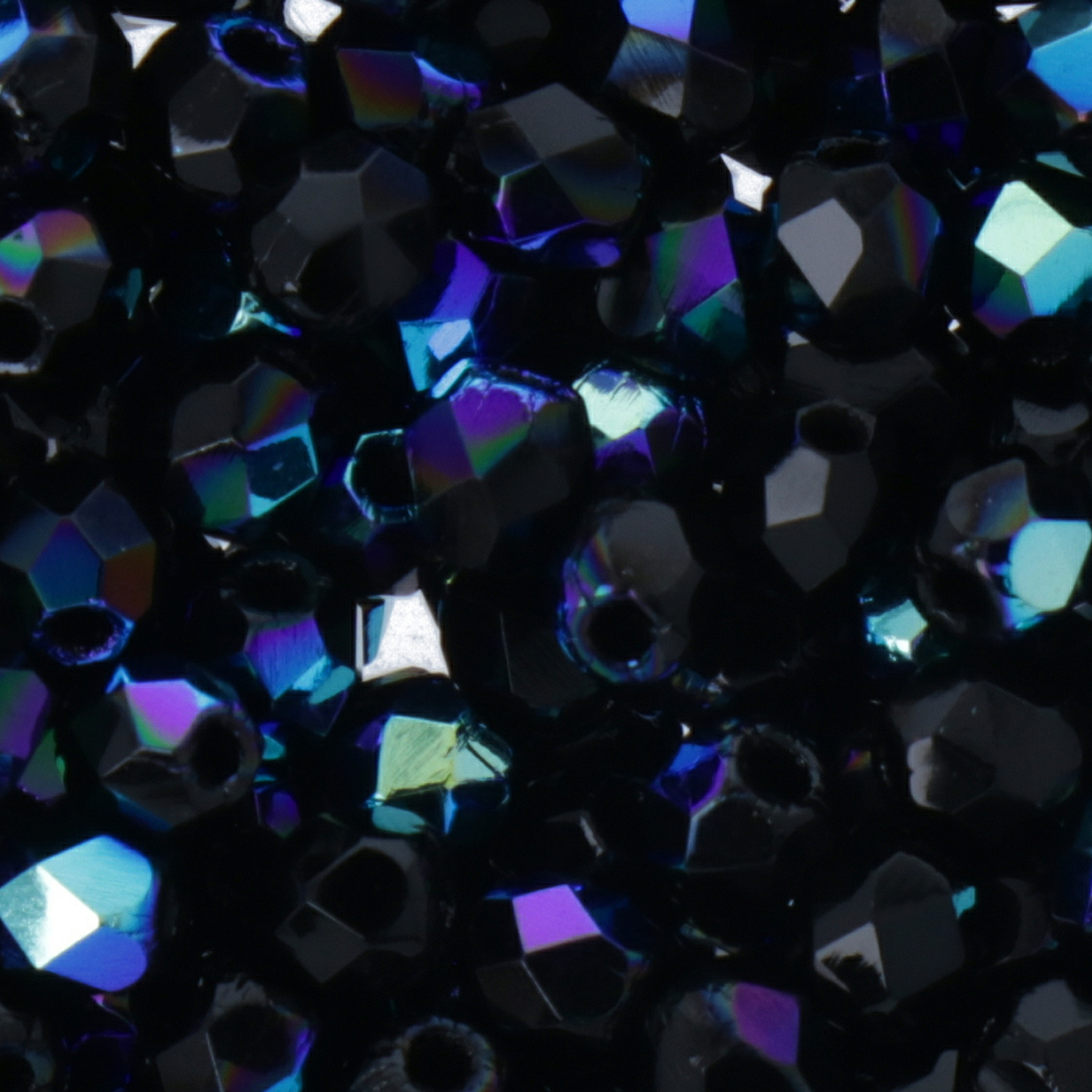 czech fire-polished round beads jet ab 6mm | 25pc