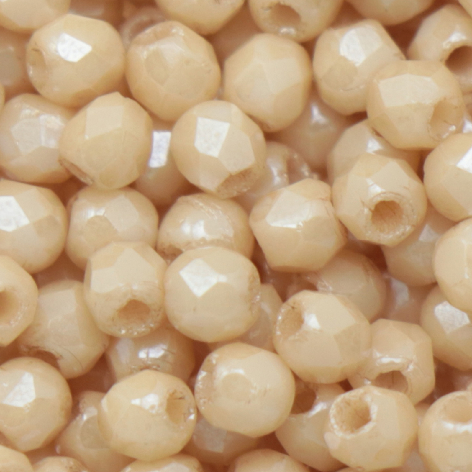 czech fire-polished round beads opaque luster champagne 6mm | 25pc