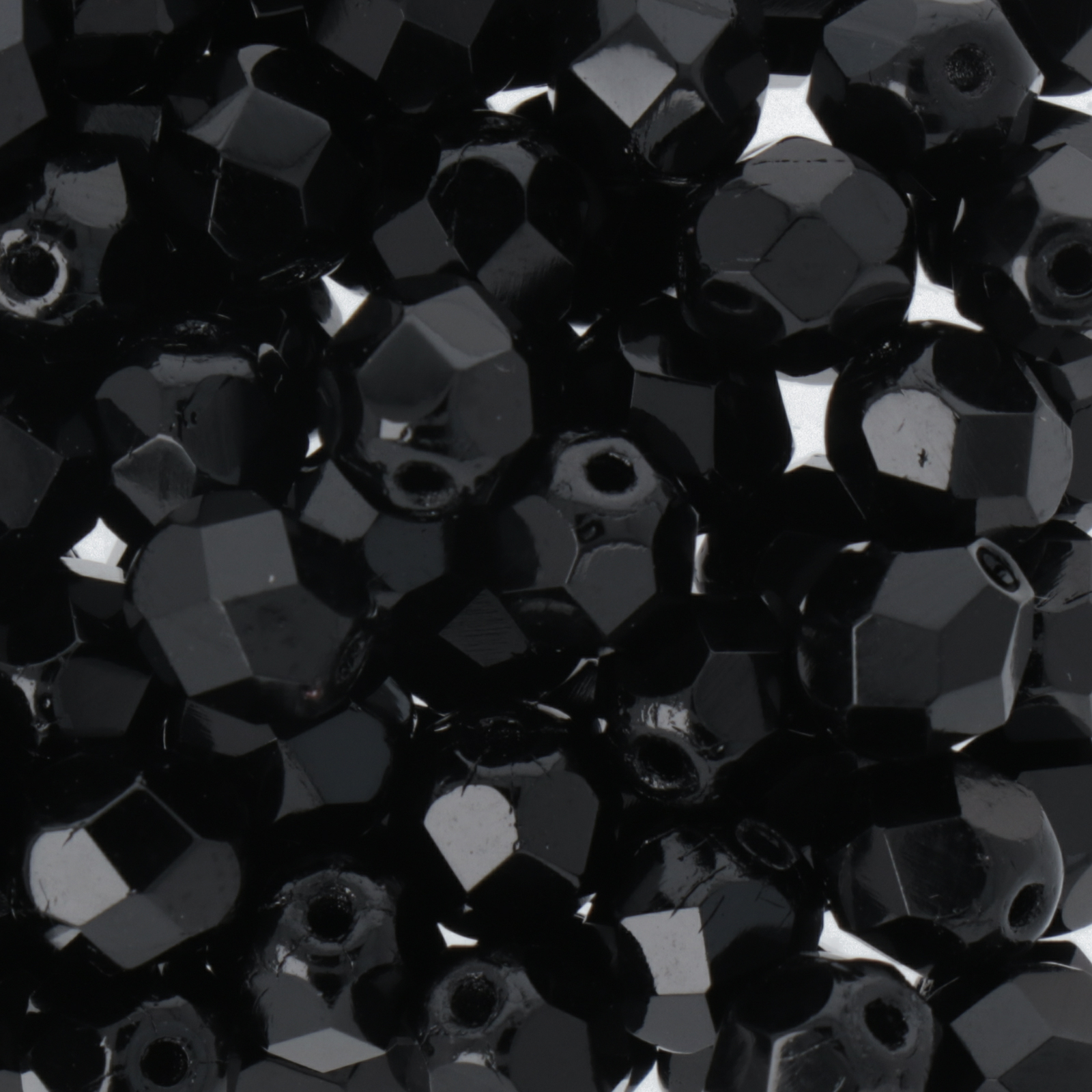 czech fire-polished round beads jet 6mm | 25pc