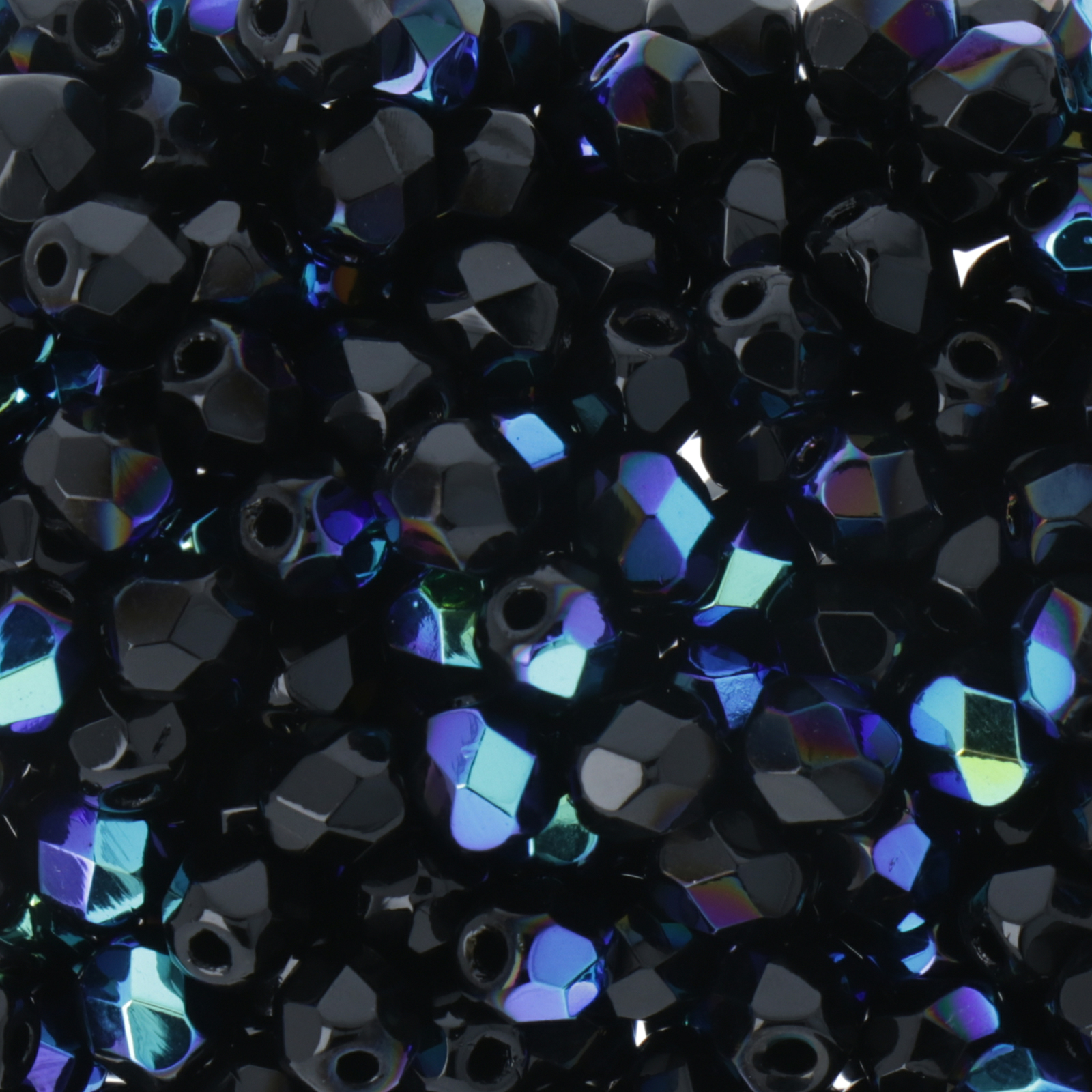 czech fire-polished round beads jet ab 4mm (bulk pack) | 1200pc
